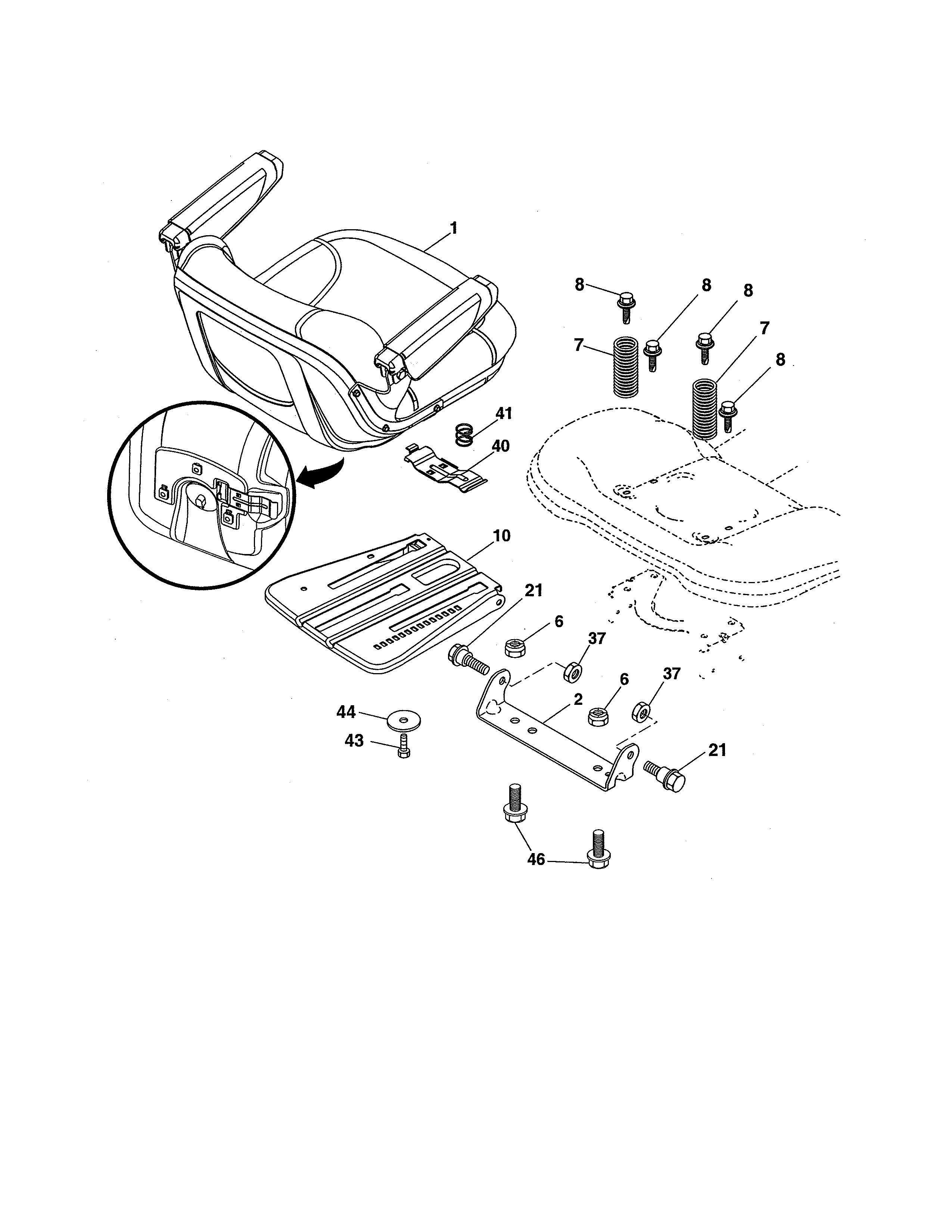 Husqvarna GTH52XLS-96045005700 seat diagram