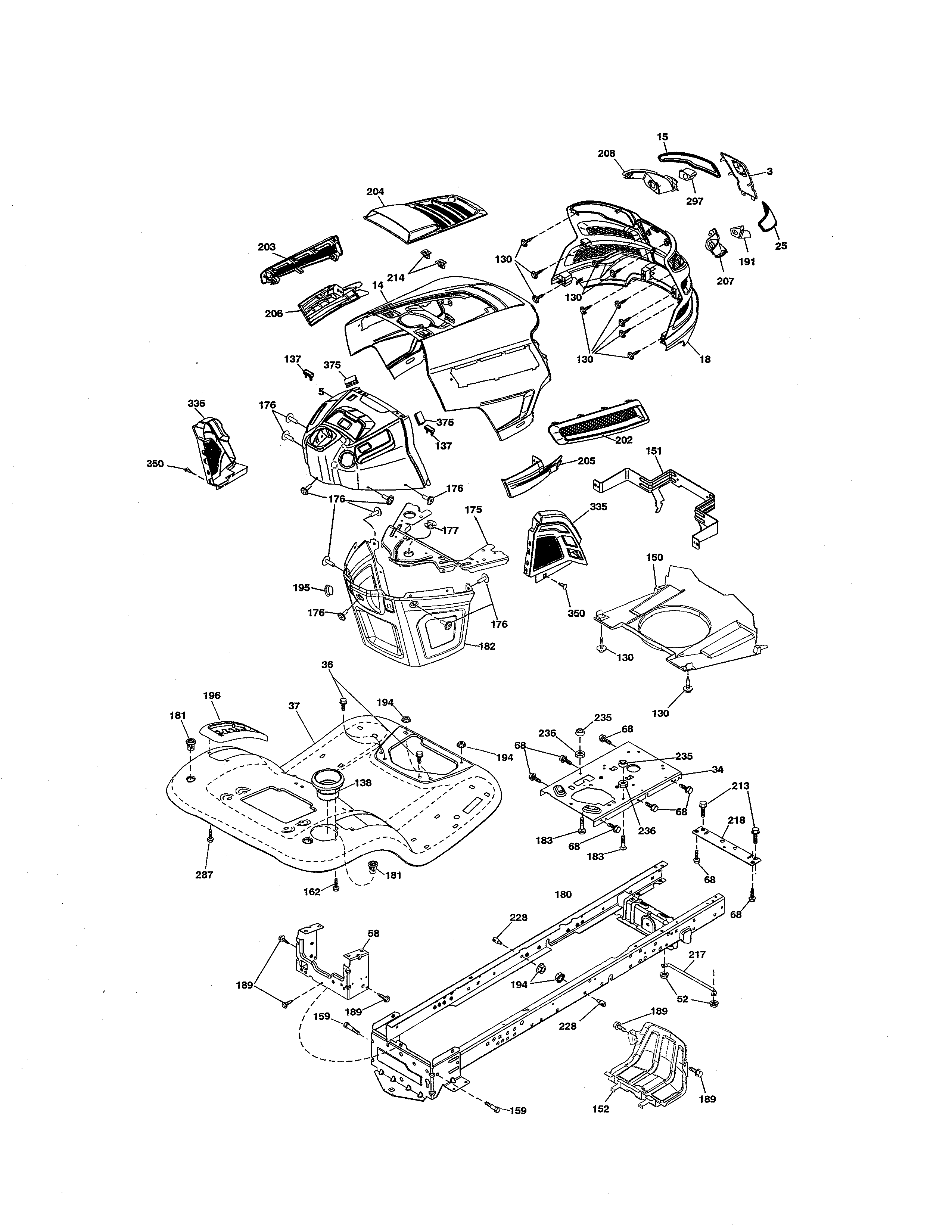 Husqvarna YTA18542-96045005500 chassis diagram