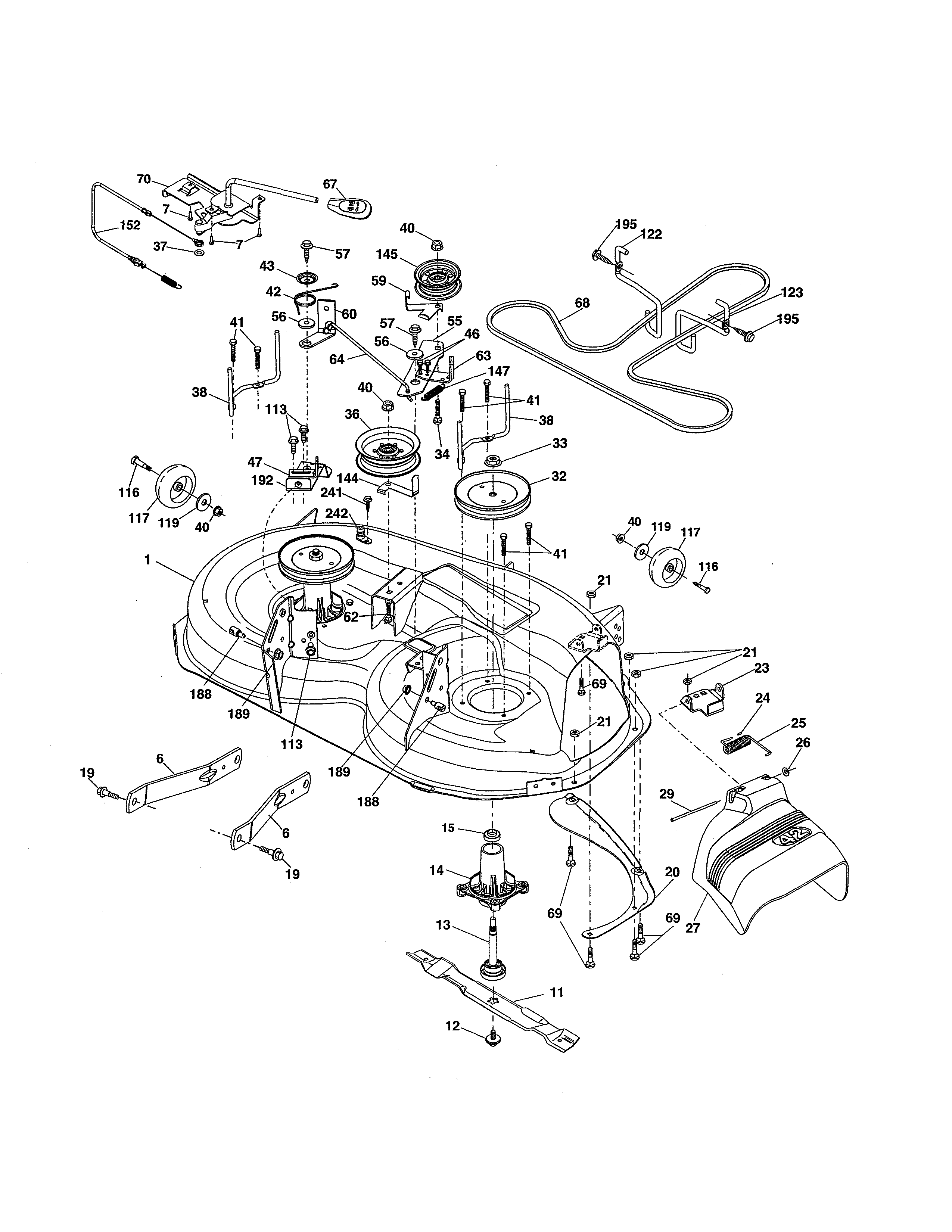 Husqvarna YTA18542-96045005500 mower deck diagram