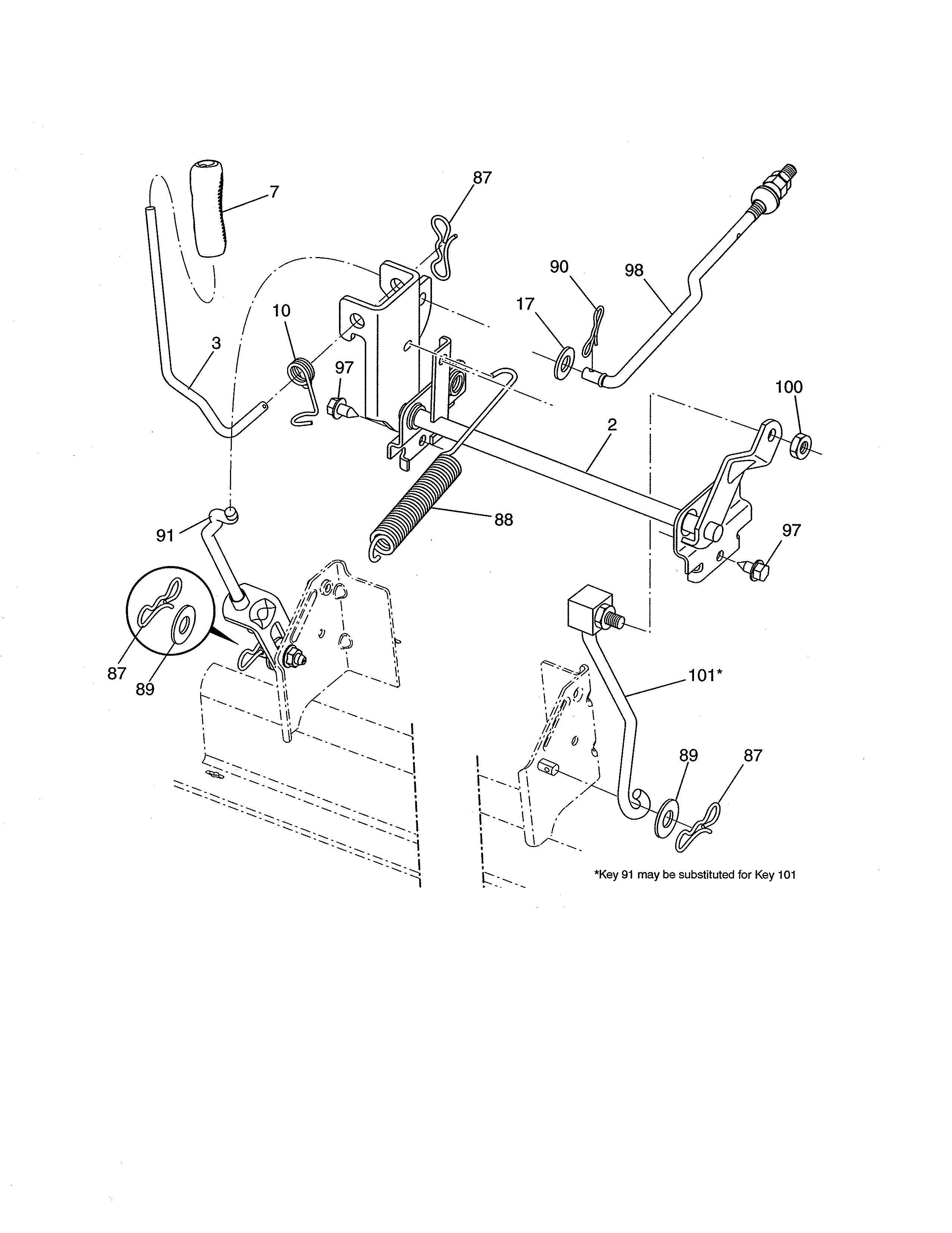 Husqvarna YTA18542-96045005500 mower lift diagram