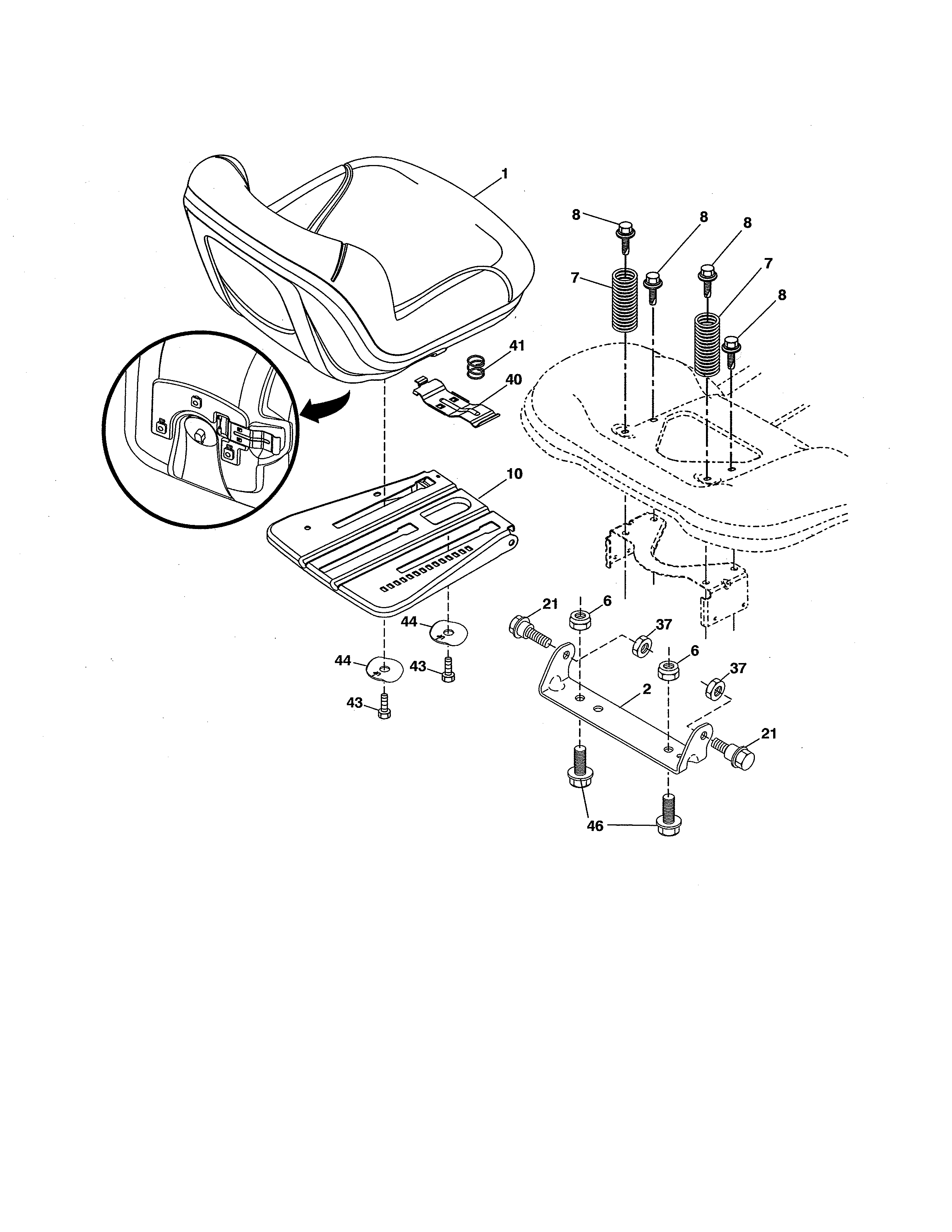 Husqvarna YTA18542-96045005500 seat diagram