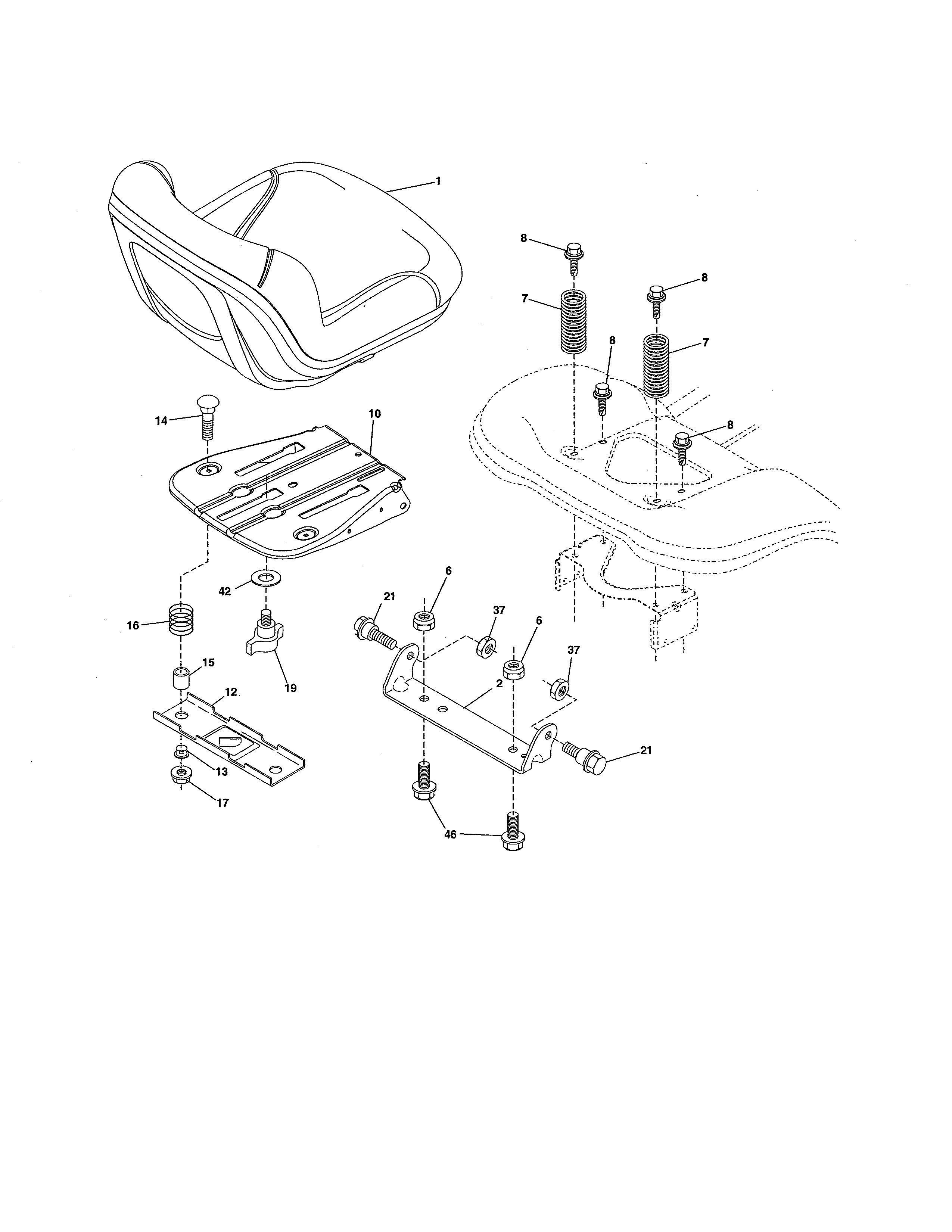 Poulan 96046008000 seat assembly diagram