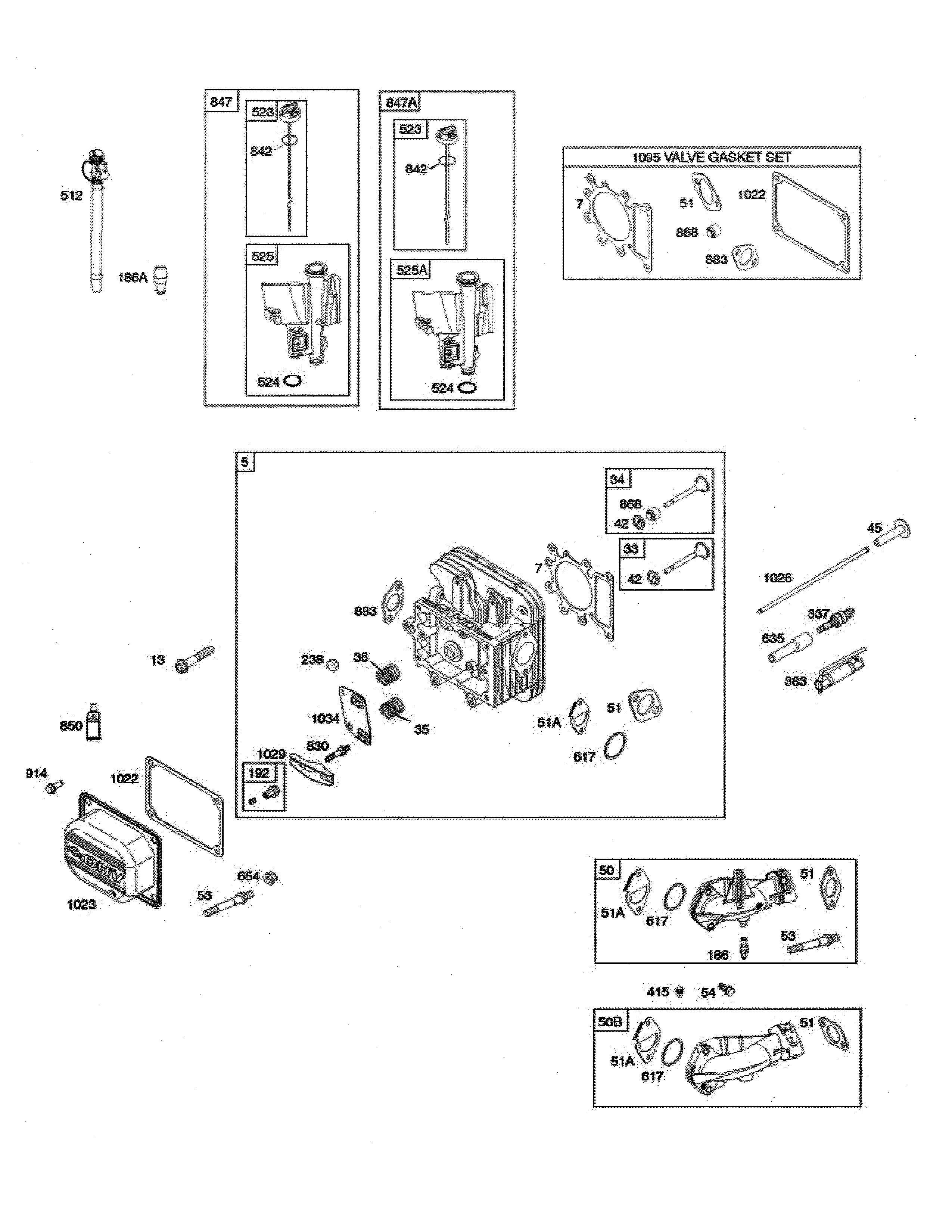 Poulan 96046007700 cylinder head/gasket set/intake manifold diagram