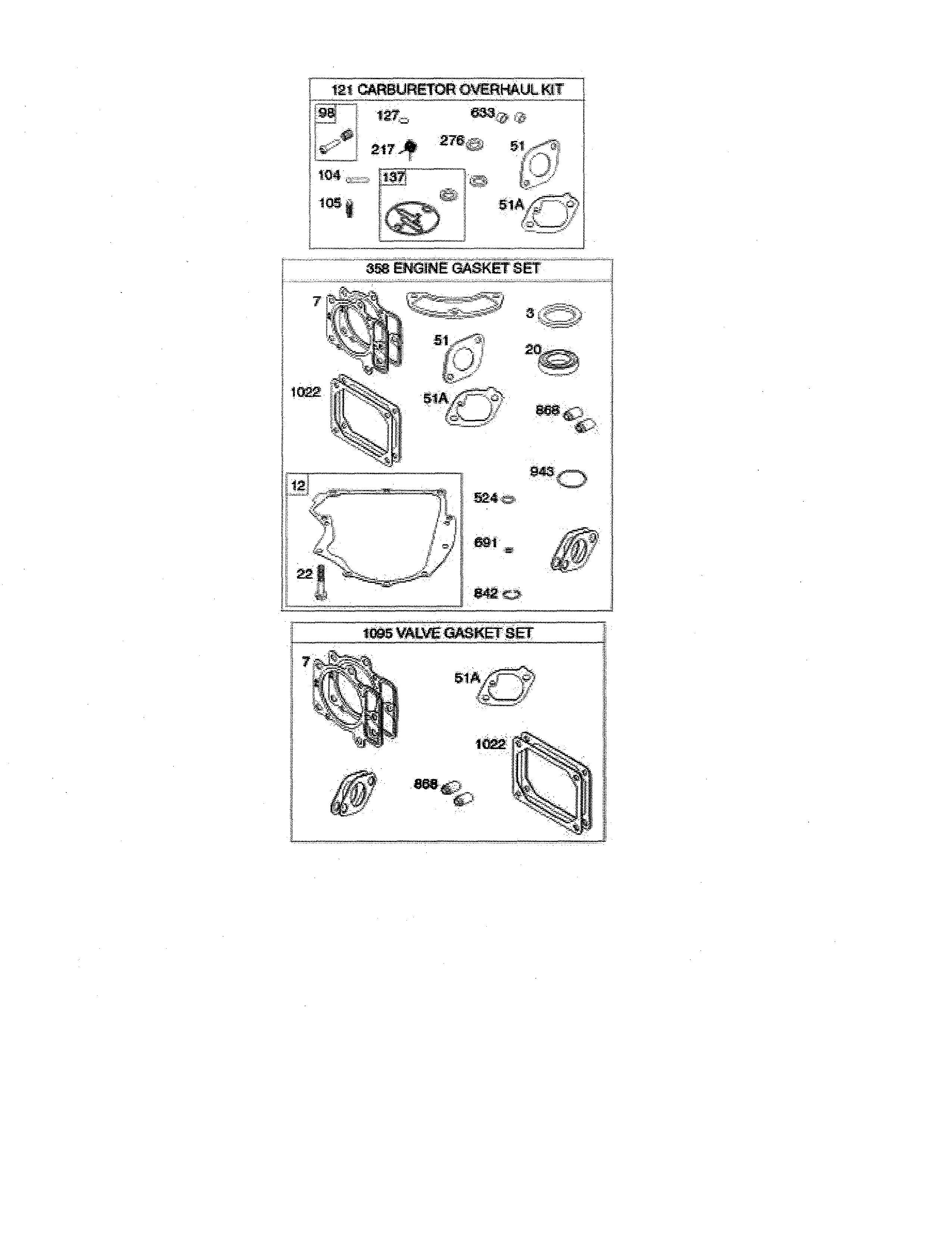Husqvarna YTH24V54-96043025900 gasket set diagram