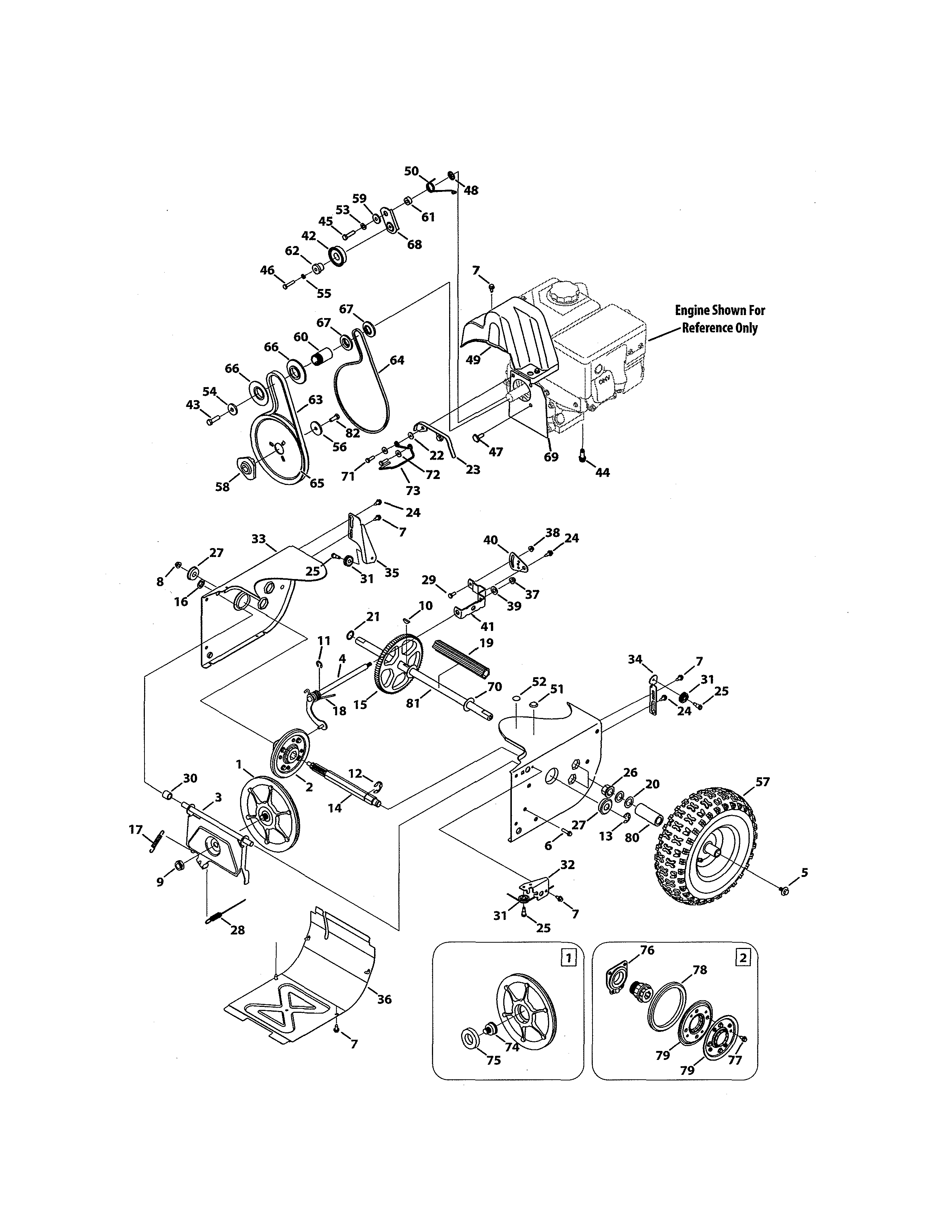 Craftsman 247884331 engine/drive shaft diagram