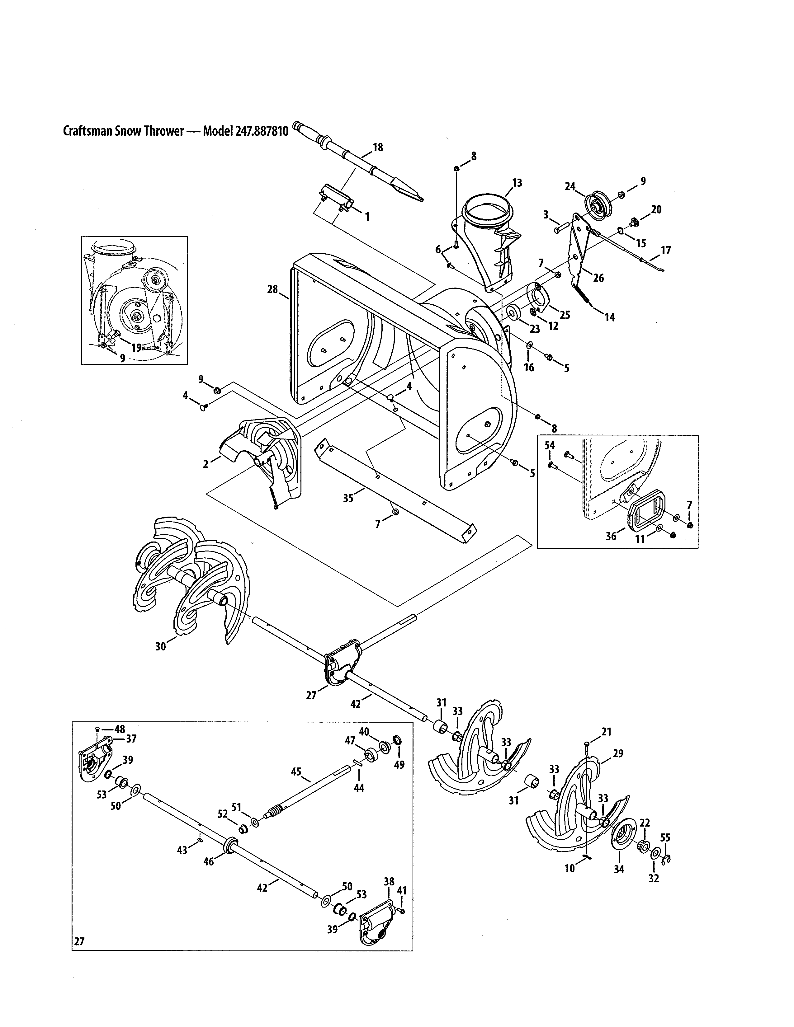 MTD 31S6BEE799 auger & housing/impeller diagram