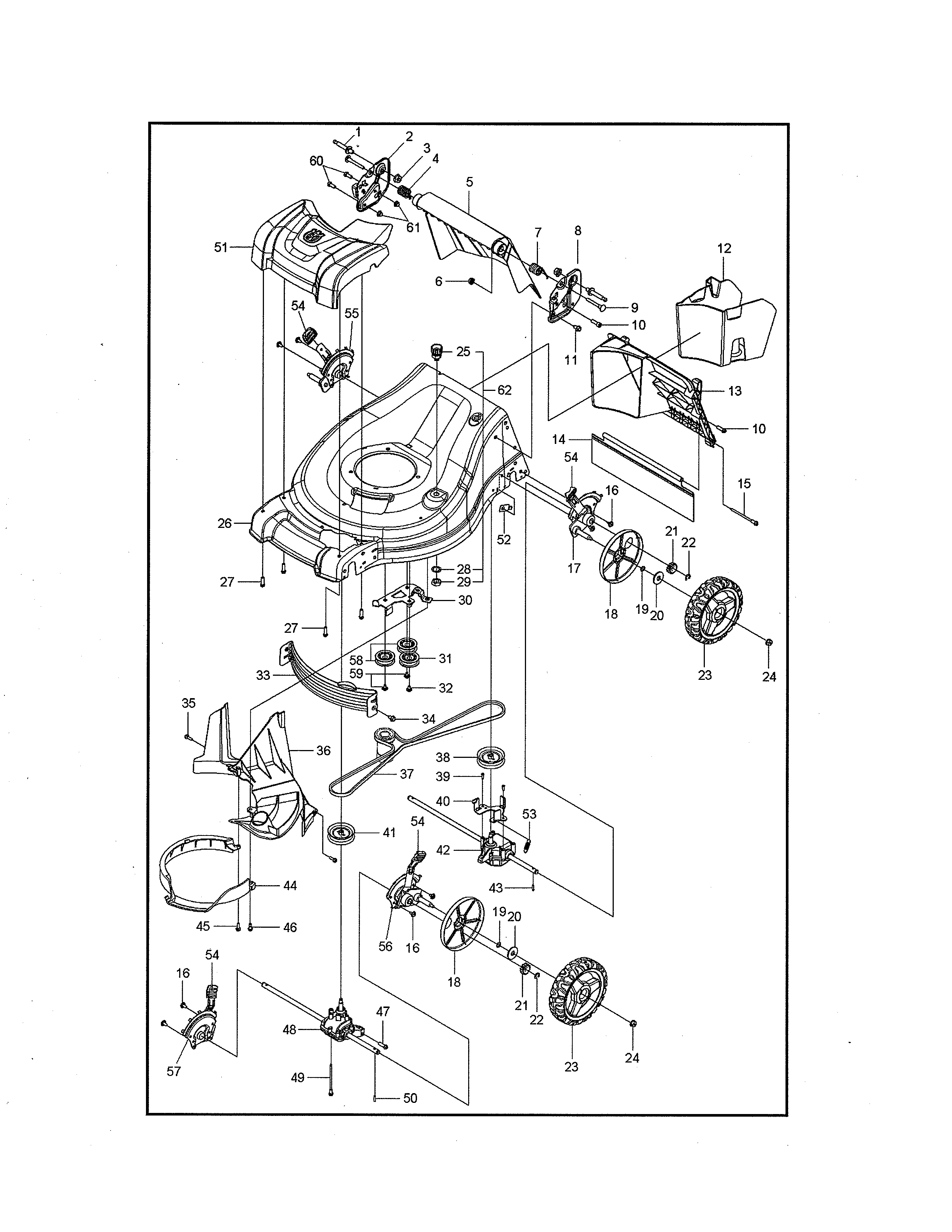 Husqvarna LC221A-96145003500 mower deck/cutting deck diagram