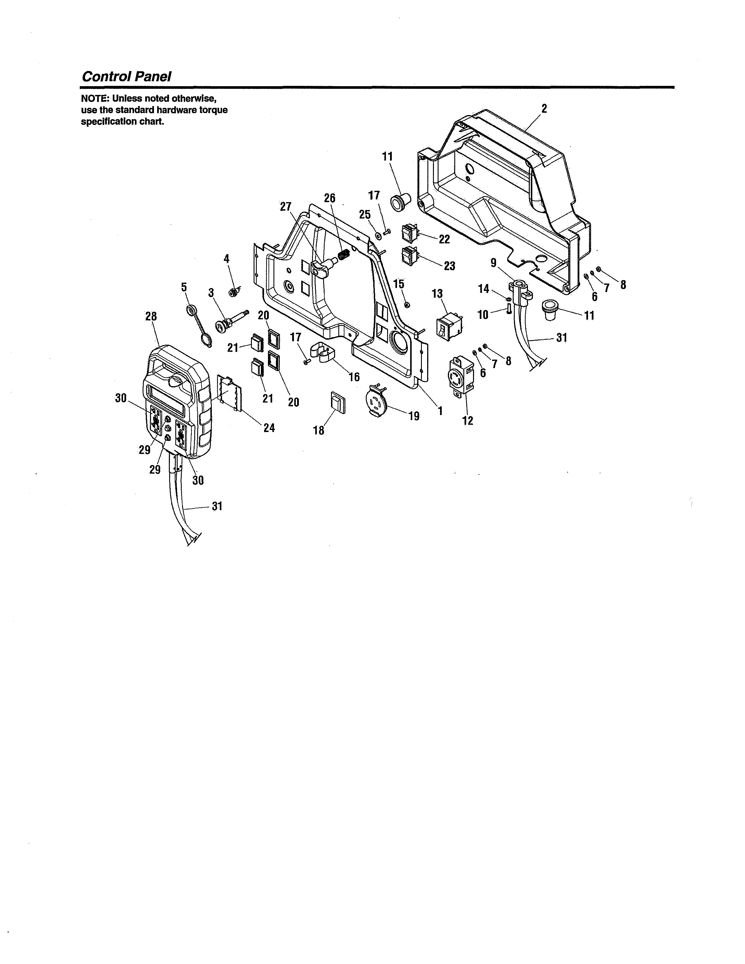 Troybilt R030477 control panel diagram