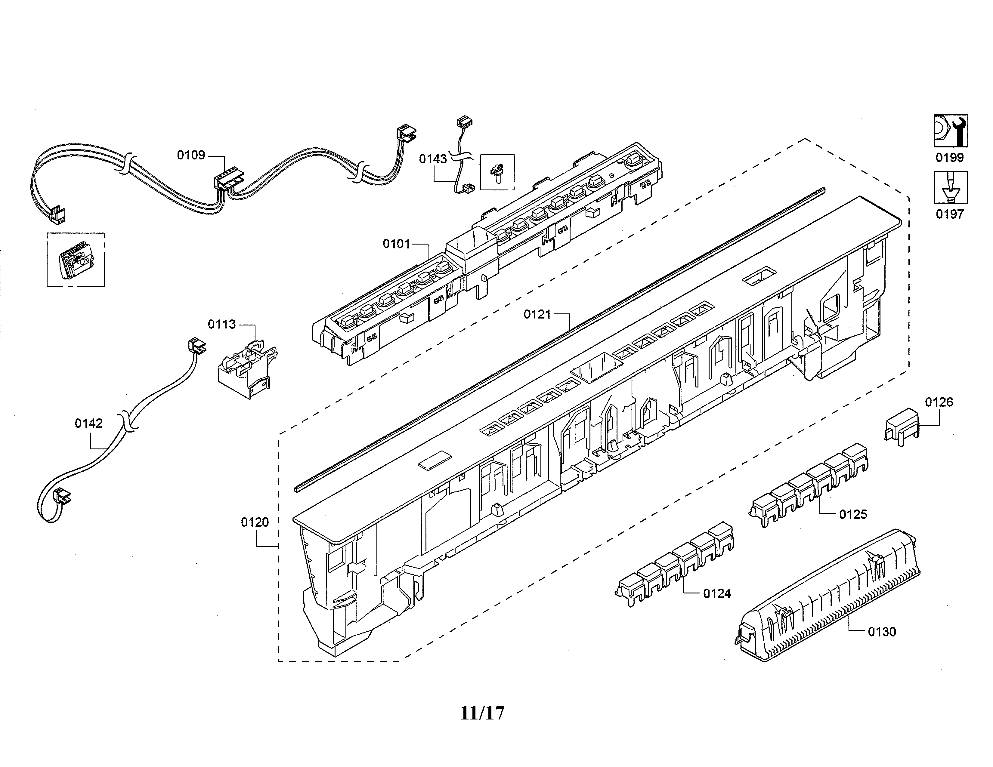 Bosch SHP865WF2N/01 facia panel/main switch/handle diagram