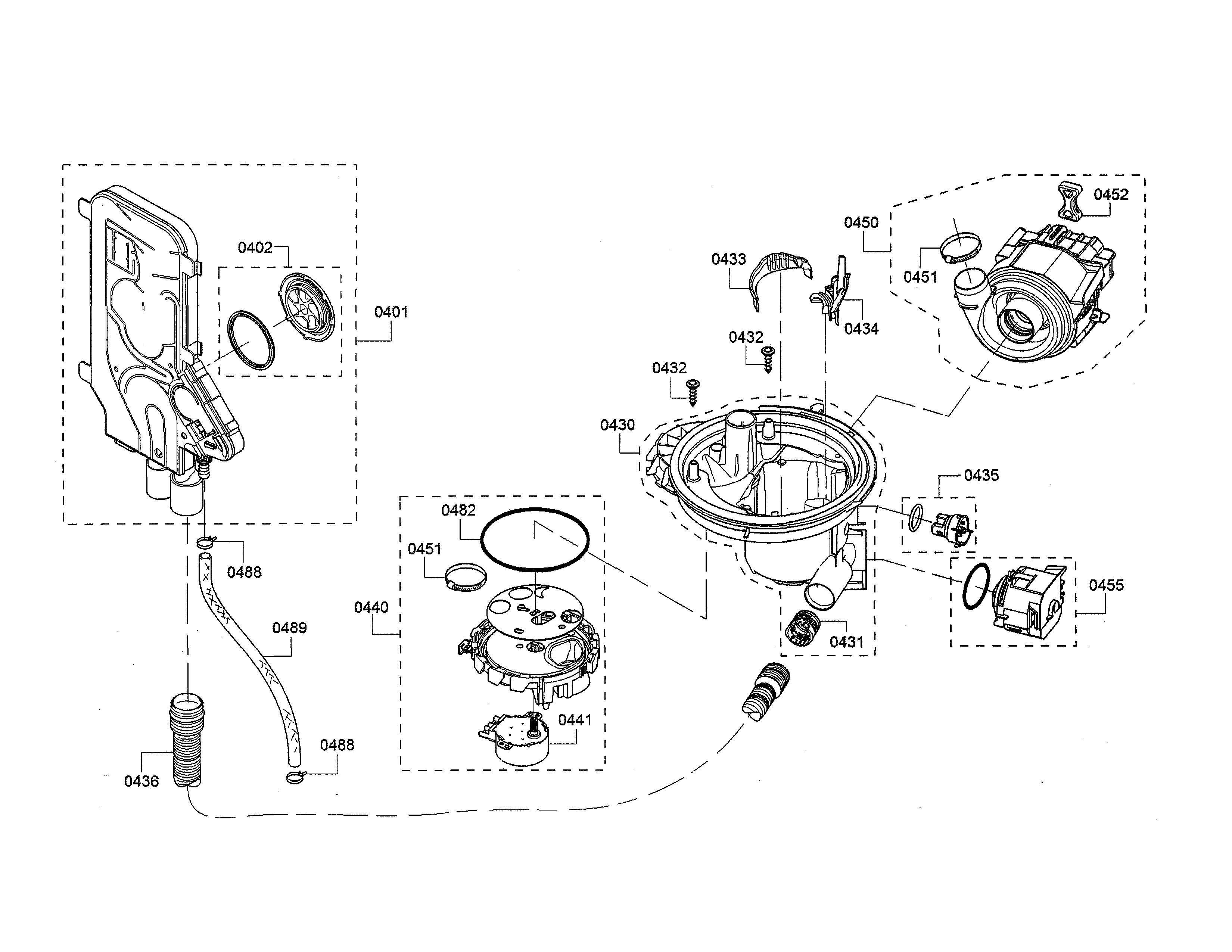 Bosch SHP865WF2N/01 water inlet/sump/heat pump diagram