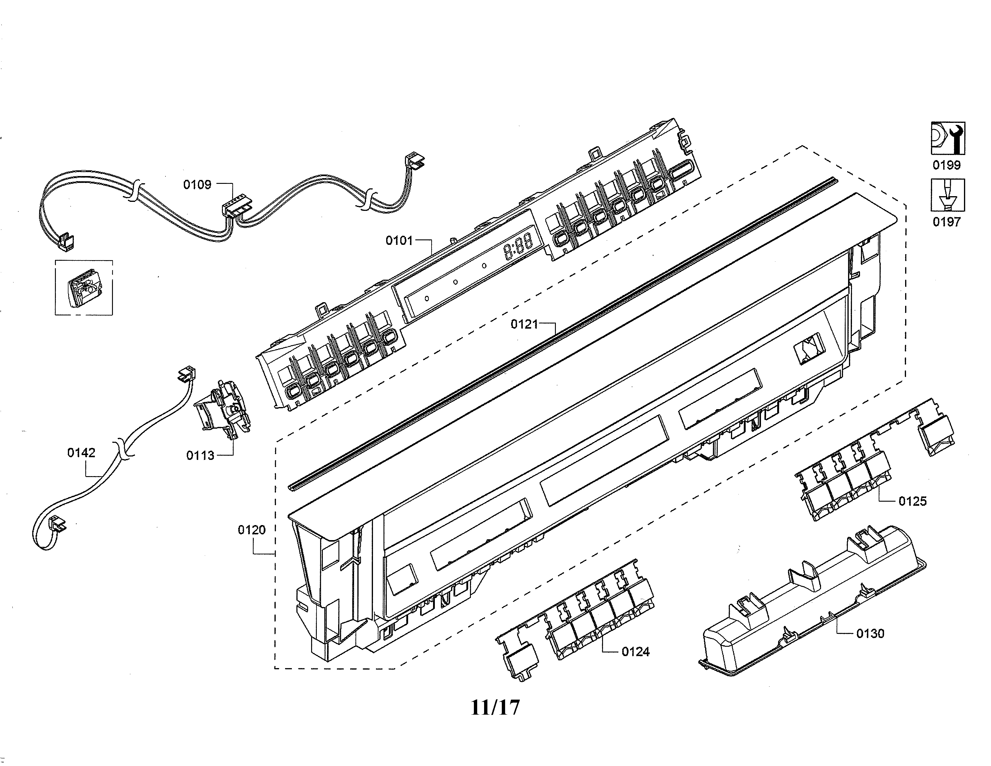 Bosch SHE863WF2N/01 facia panel/controls diagram