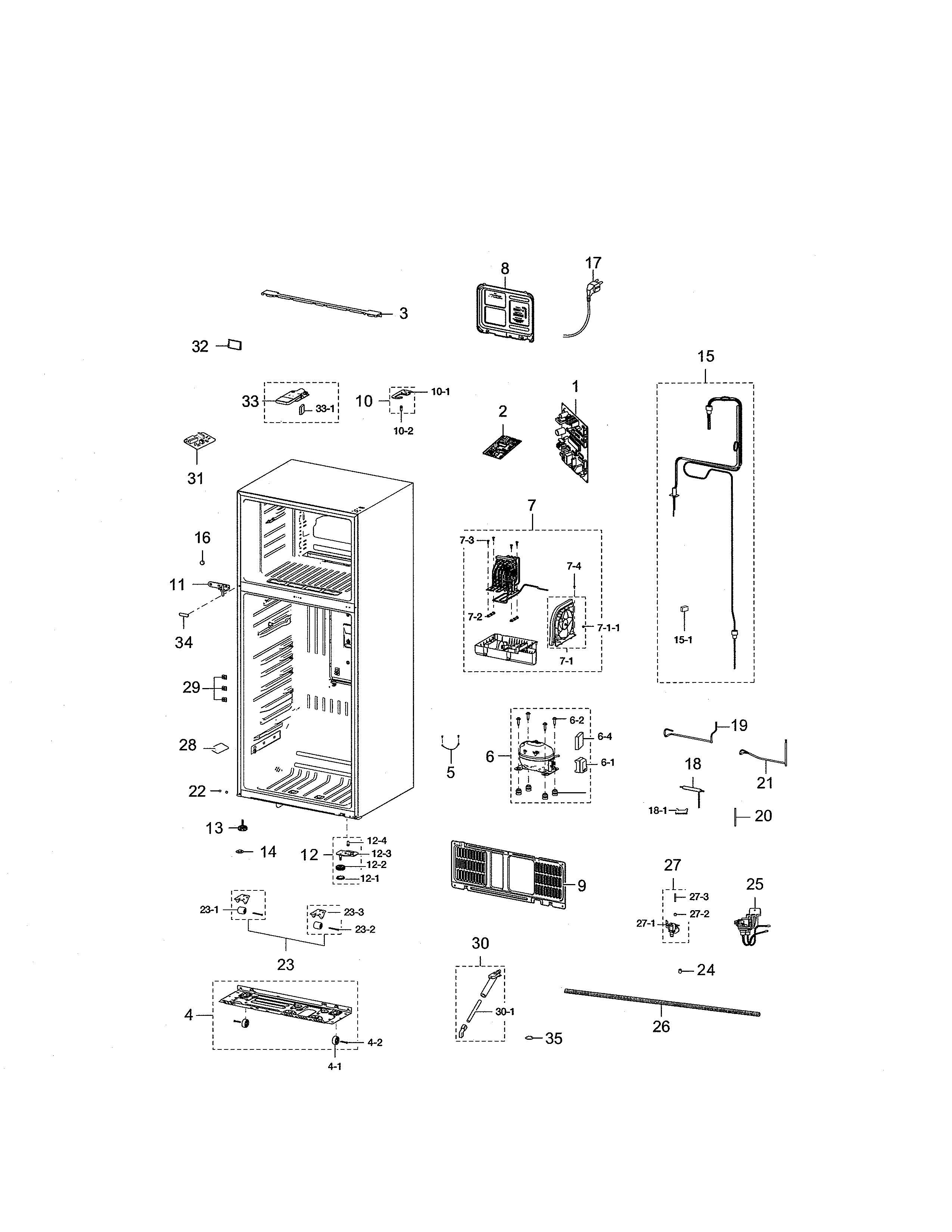 Samsung RT21M6213SG/AA-00 cabinet compartment diagram