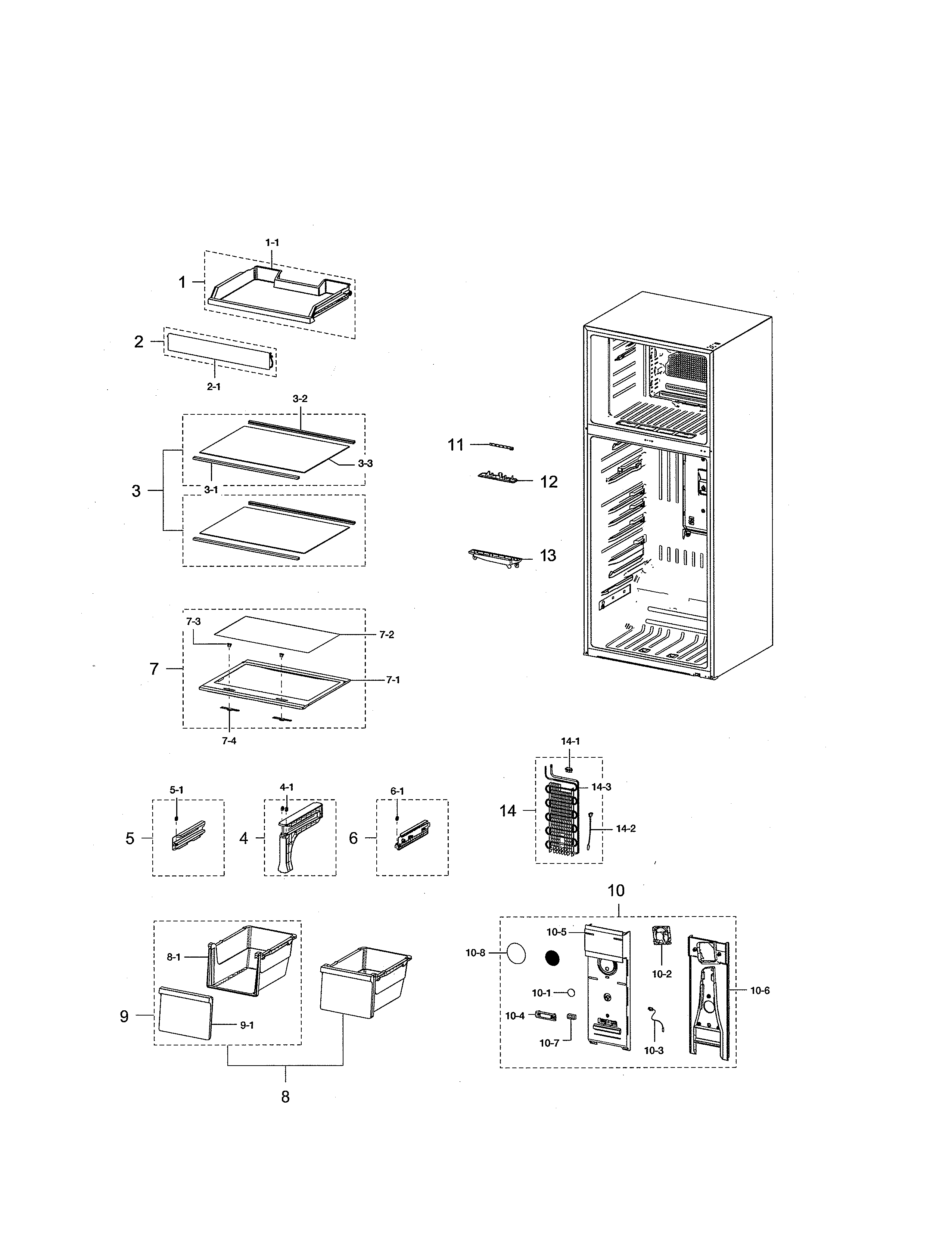 Samsung RT21M6213SR/AA-00 fridge compartment diagram