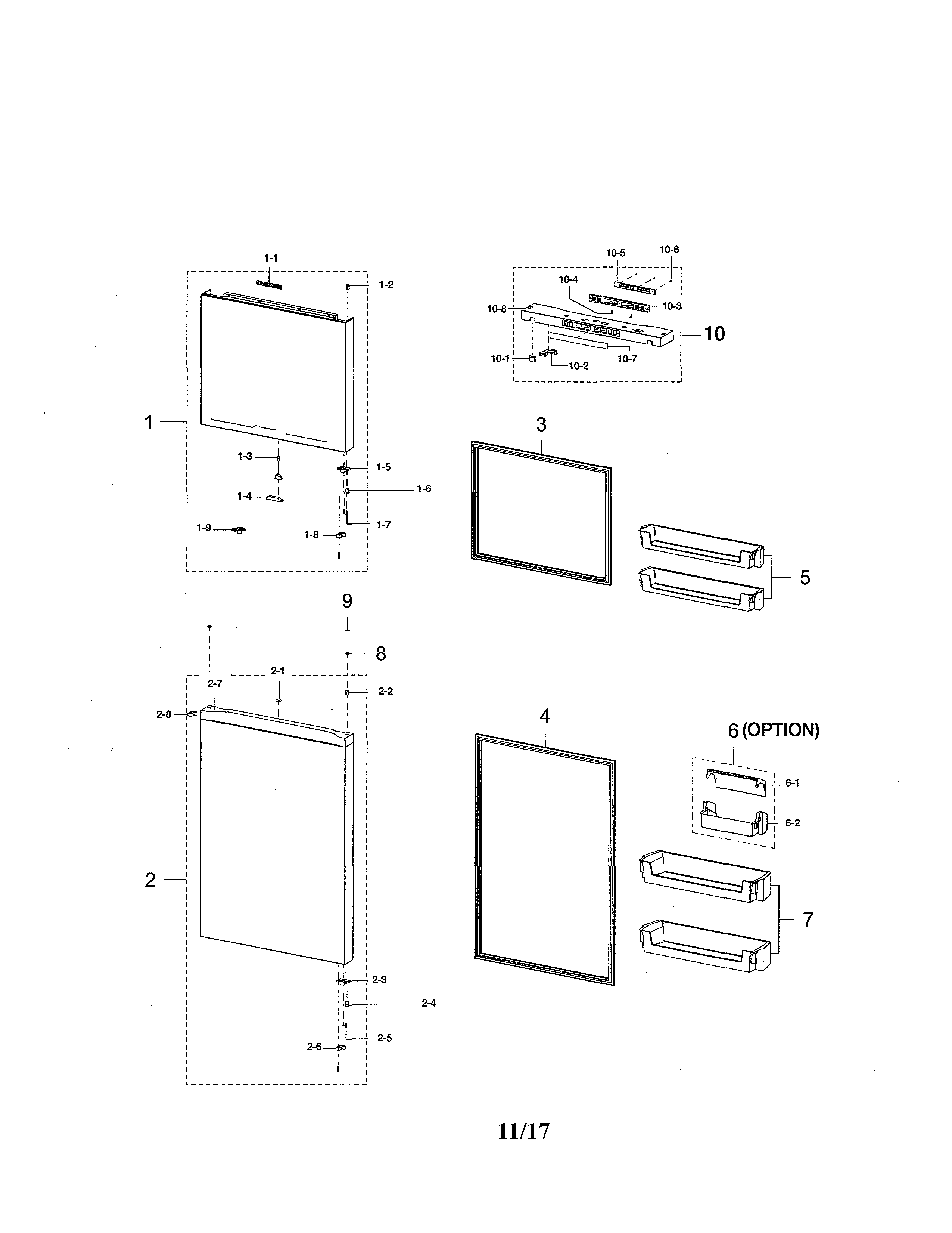 Samsung RT21M6213WW/AA-01 door compartment diagram
