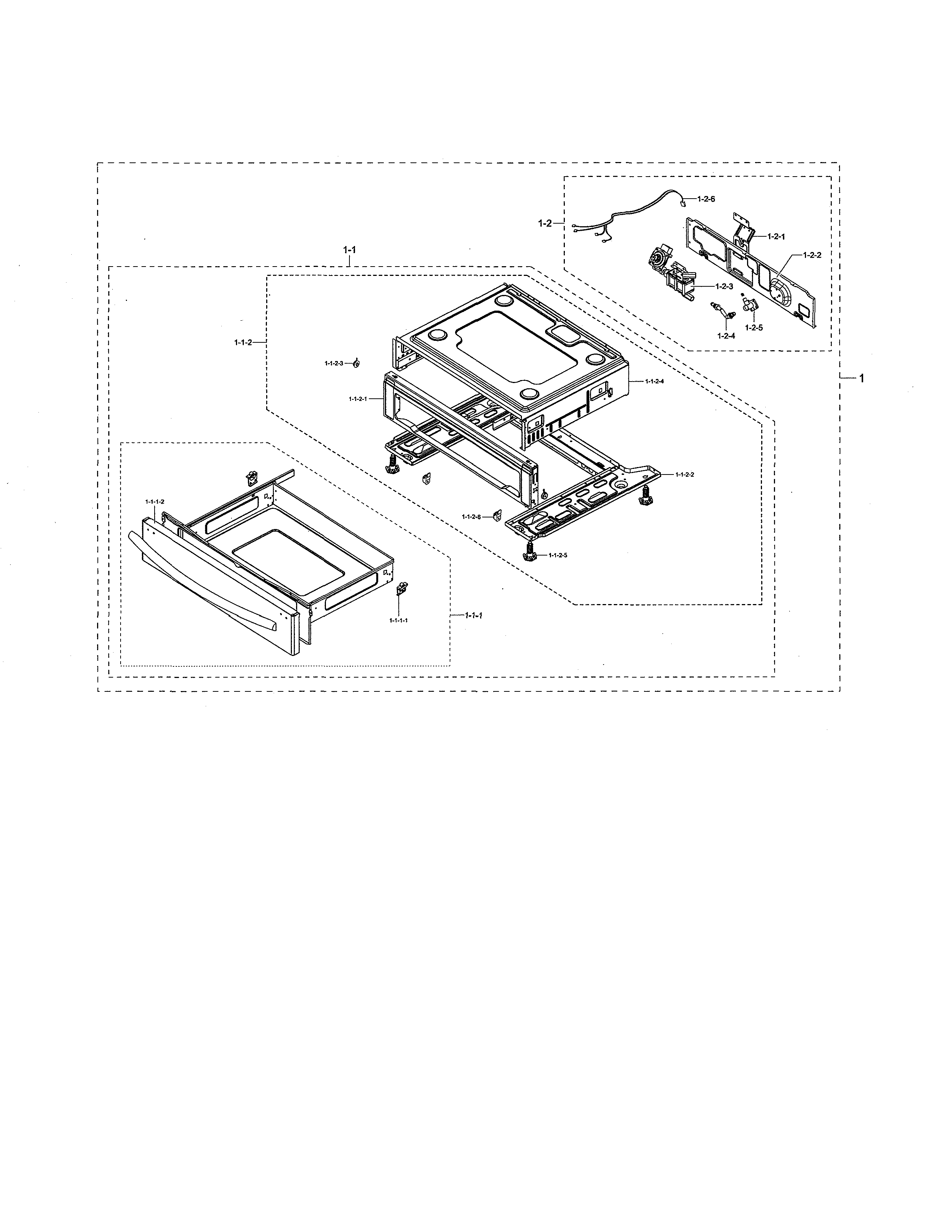 Samsung NX58M5600SW/AA-00 drawer assembly diagram