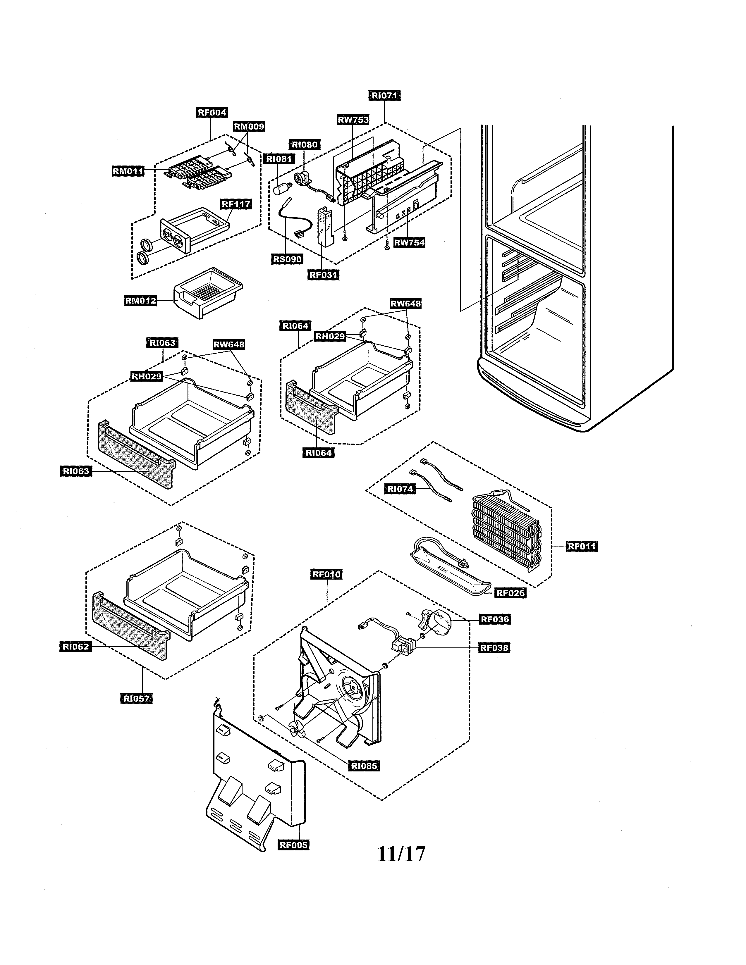 Samsung RB193KASB/XAC-00 freezer room diagram