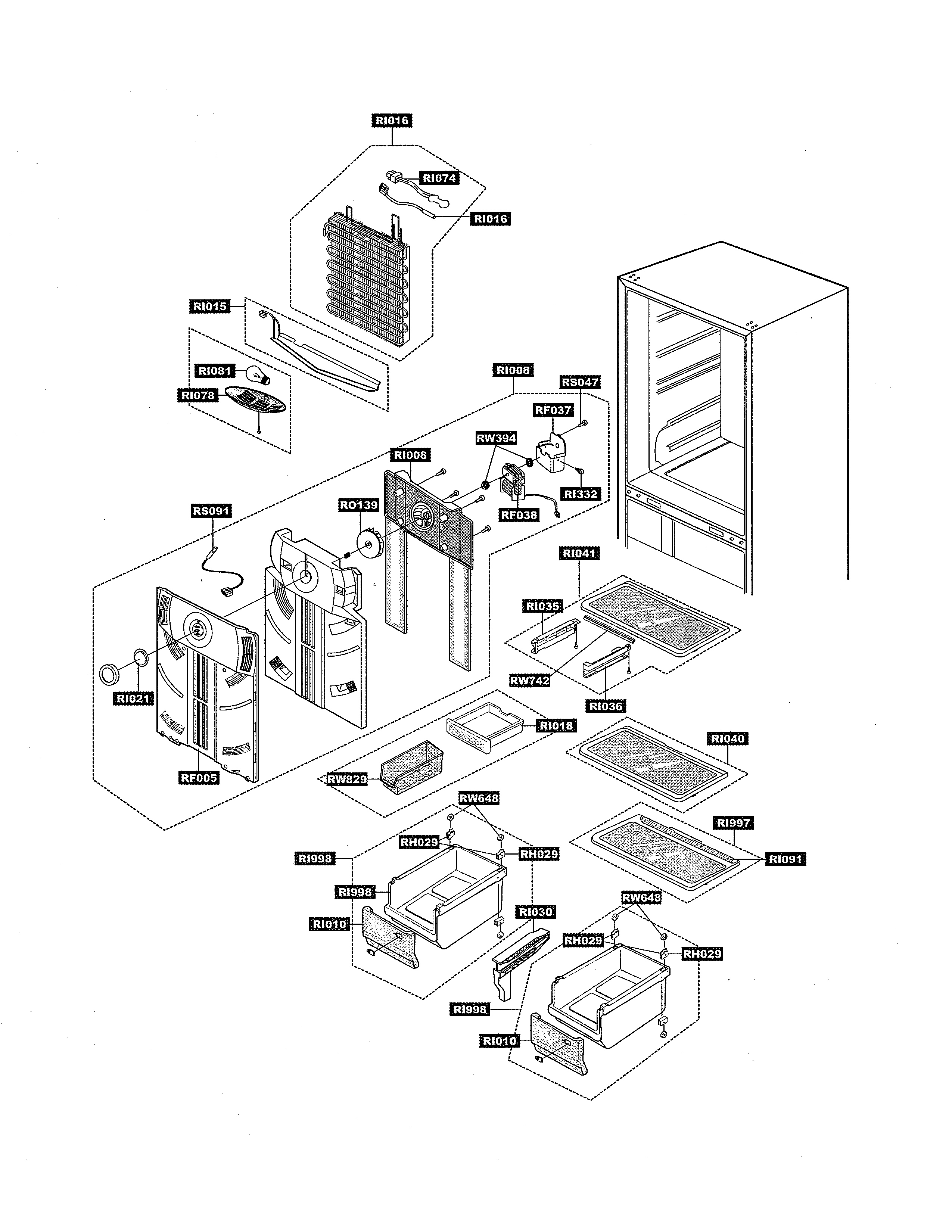 Samsung RB193KASB/XAC-00 refrigerator room diagram