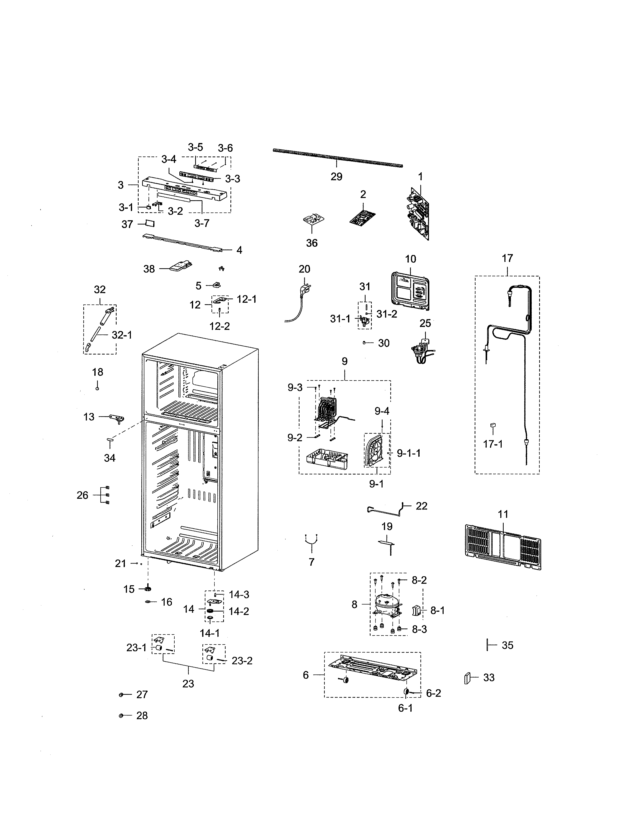 Samsung RT21M6215SG/AA-00 cabinet diagram