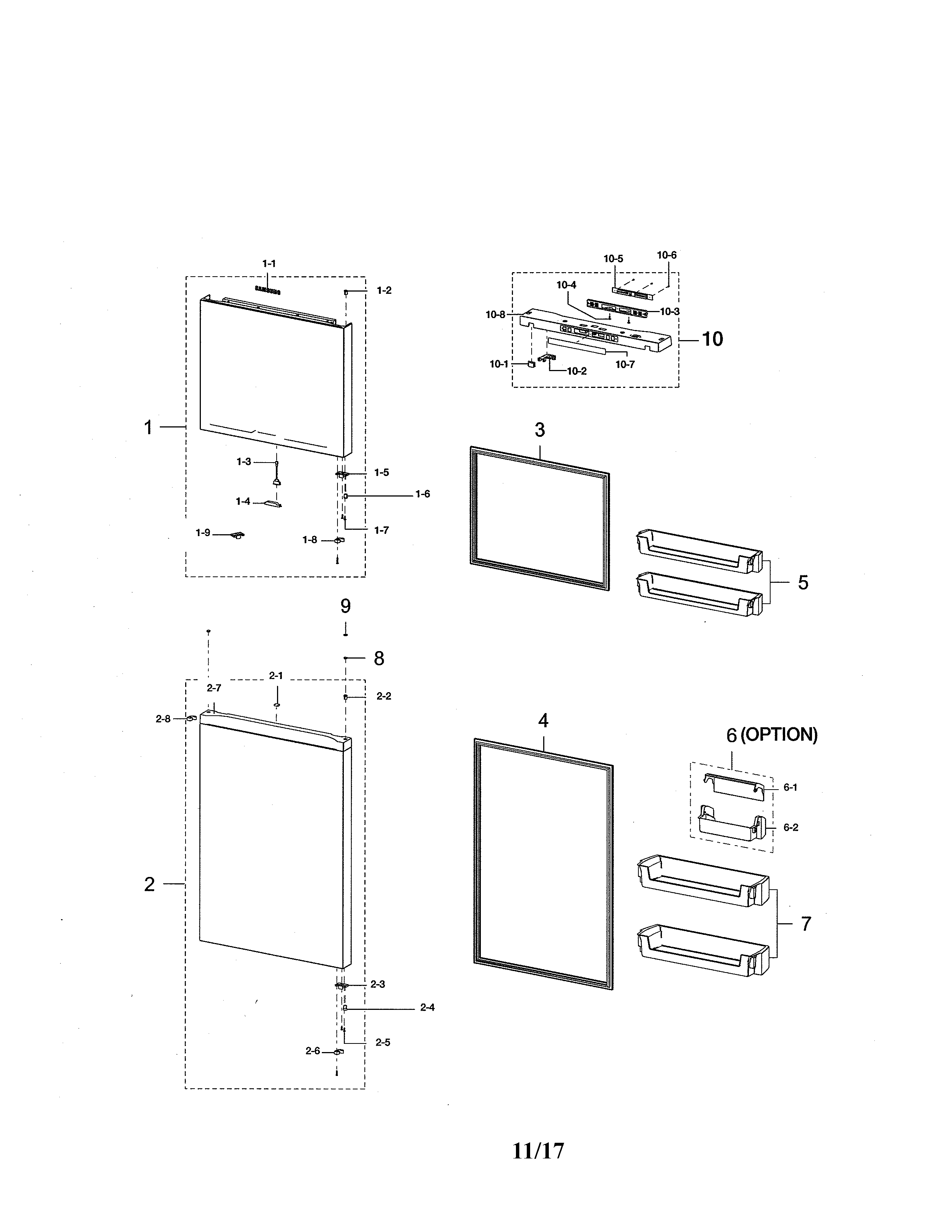 Samsung RT18M6215SR/AA-00 door compartment diagram