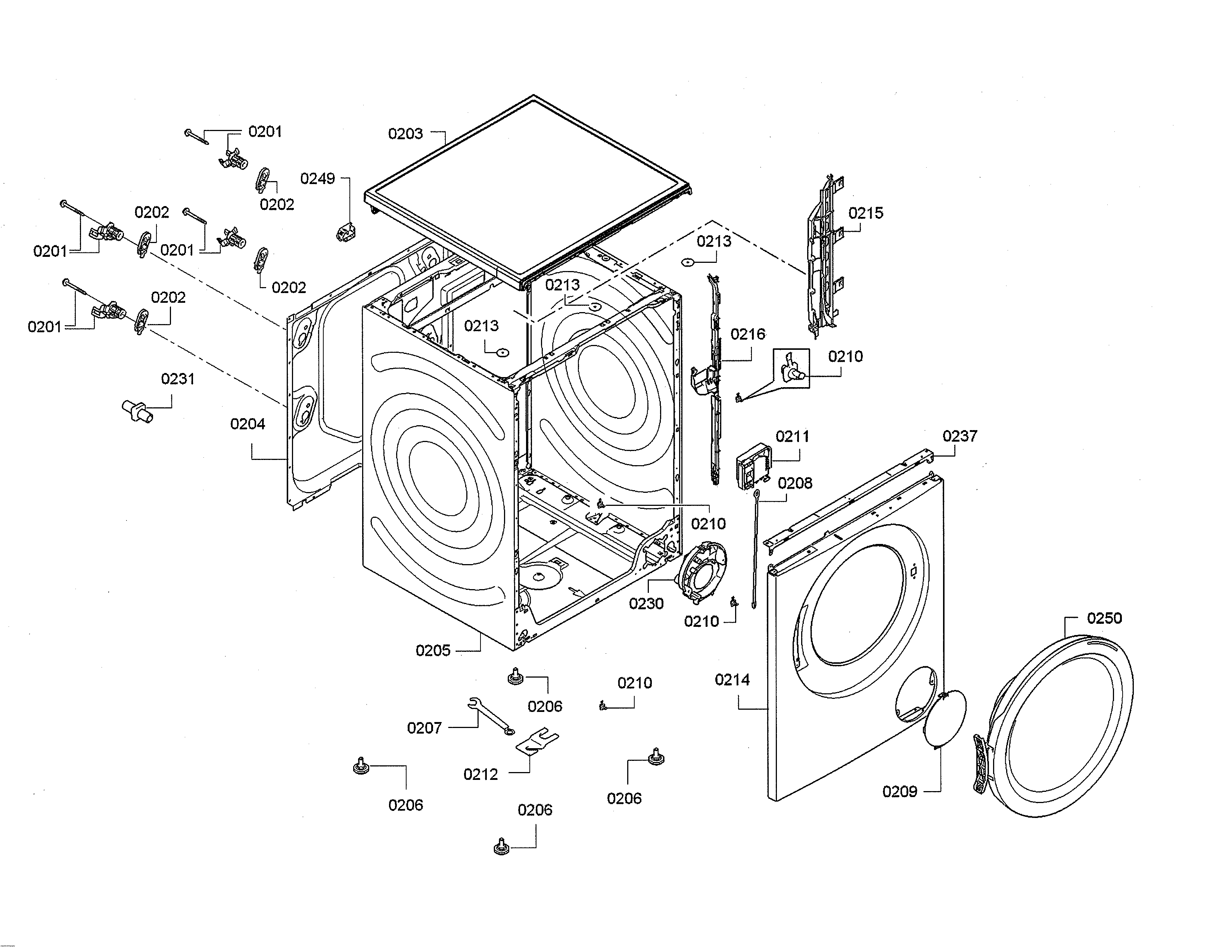 Bosch WAW285H2UC/09 cabinet diagram