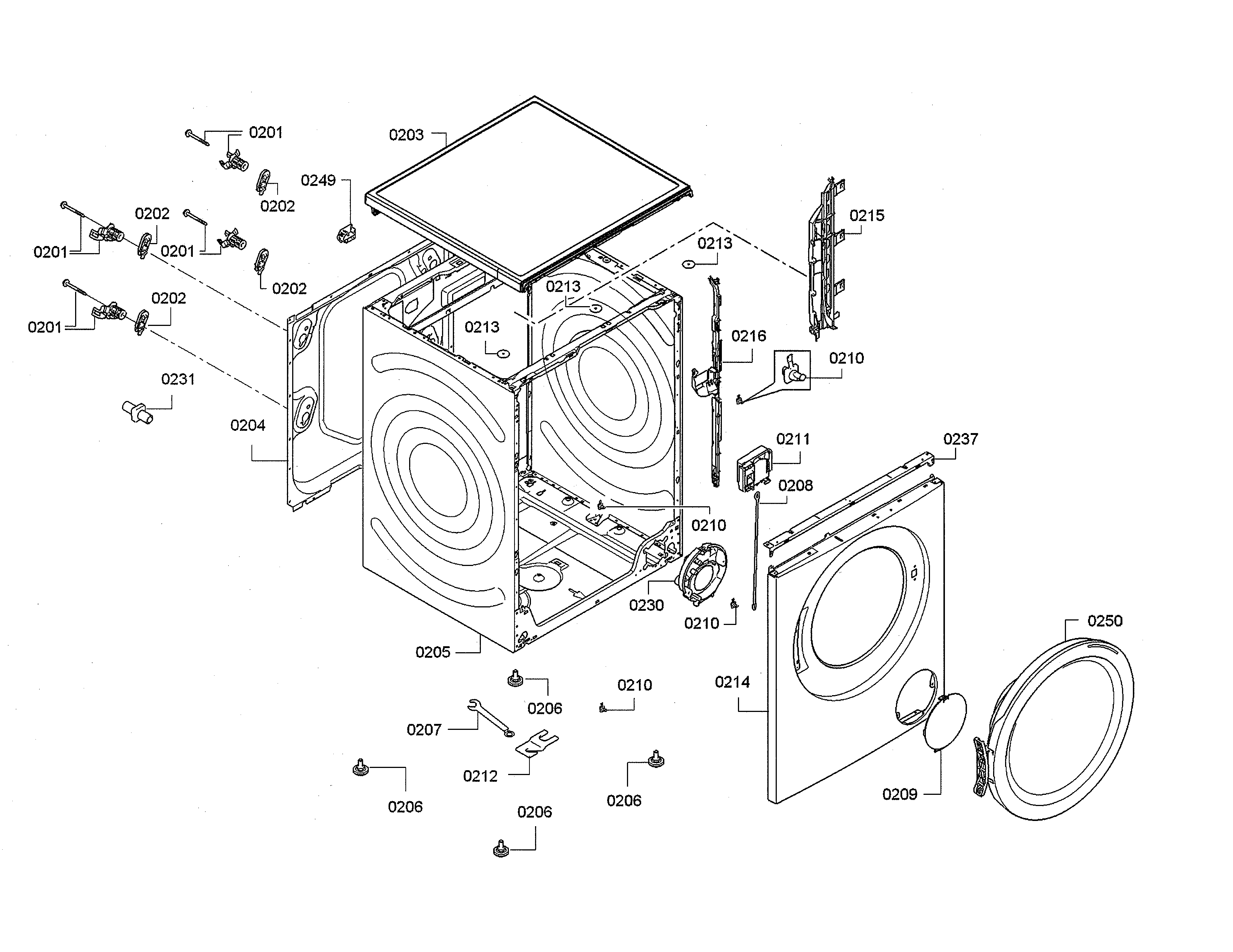 Bosch WAW285H2UC/12 cabinet diagram