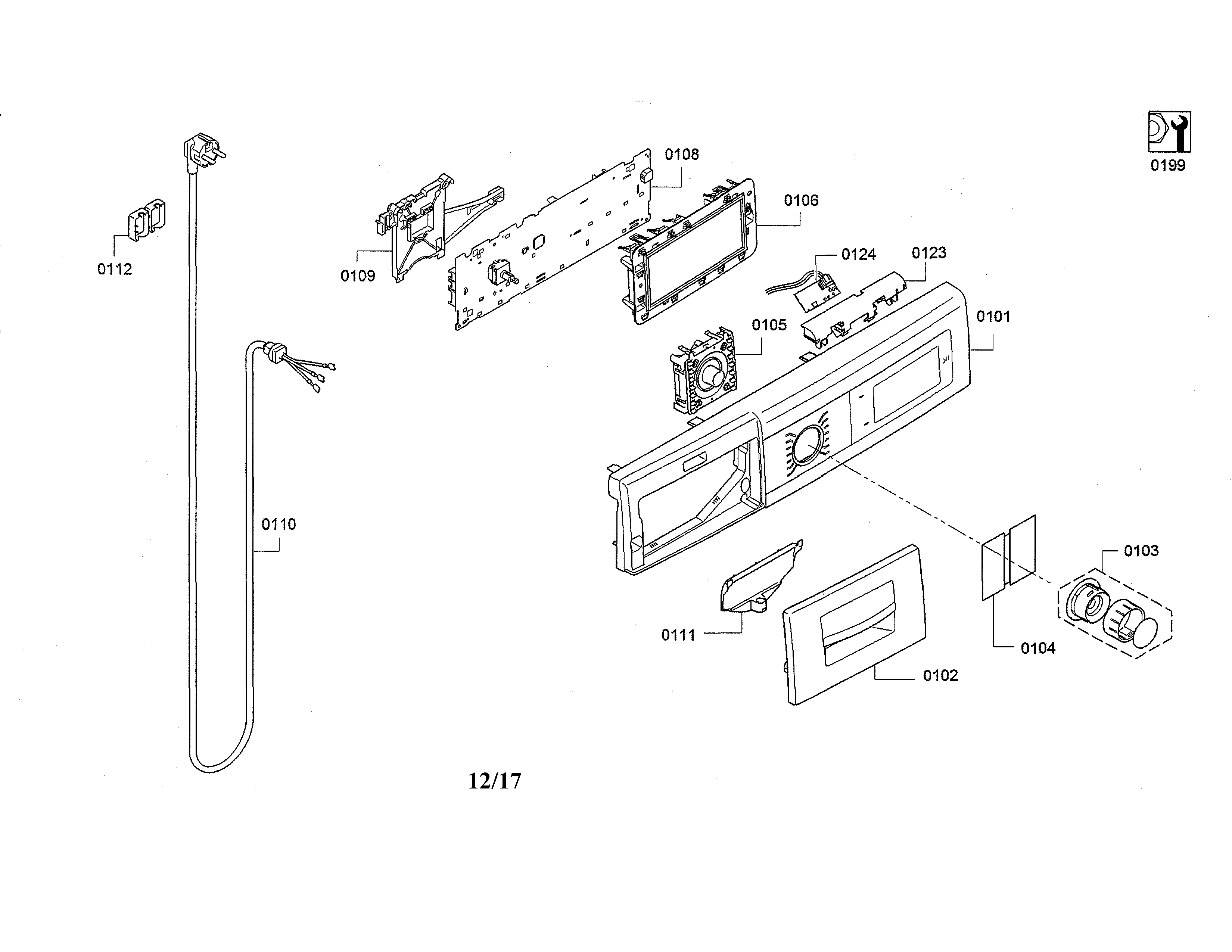Bosch WAW285H2UC/14 panel-facia/power cord diagram