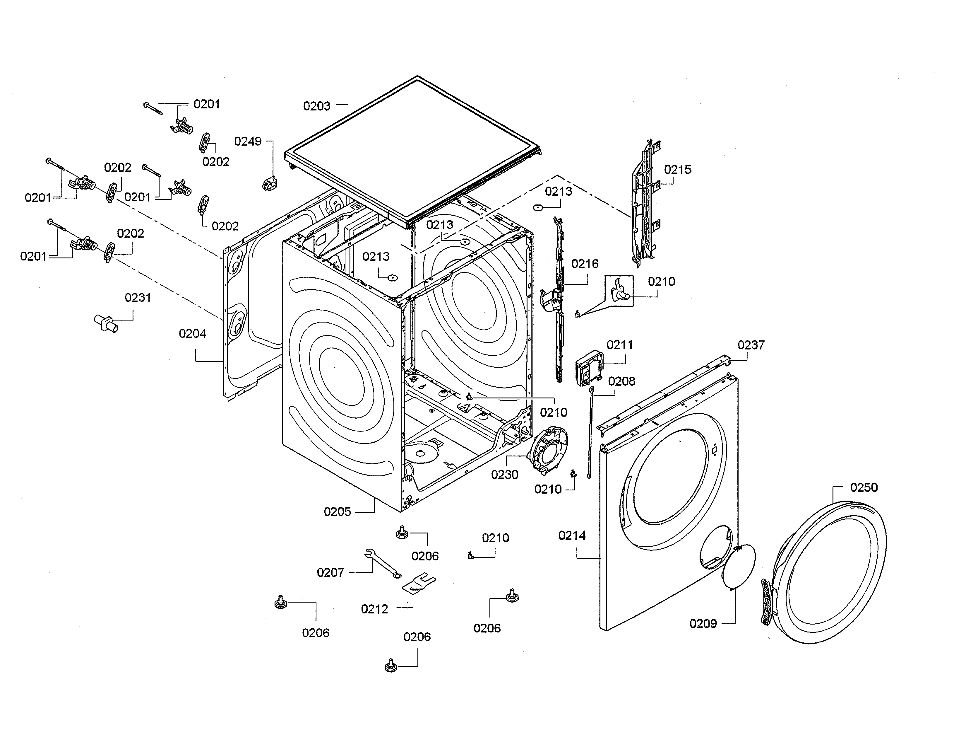 Bosch WAW285H2UC/14 cabinet diagram