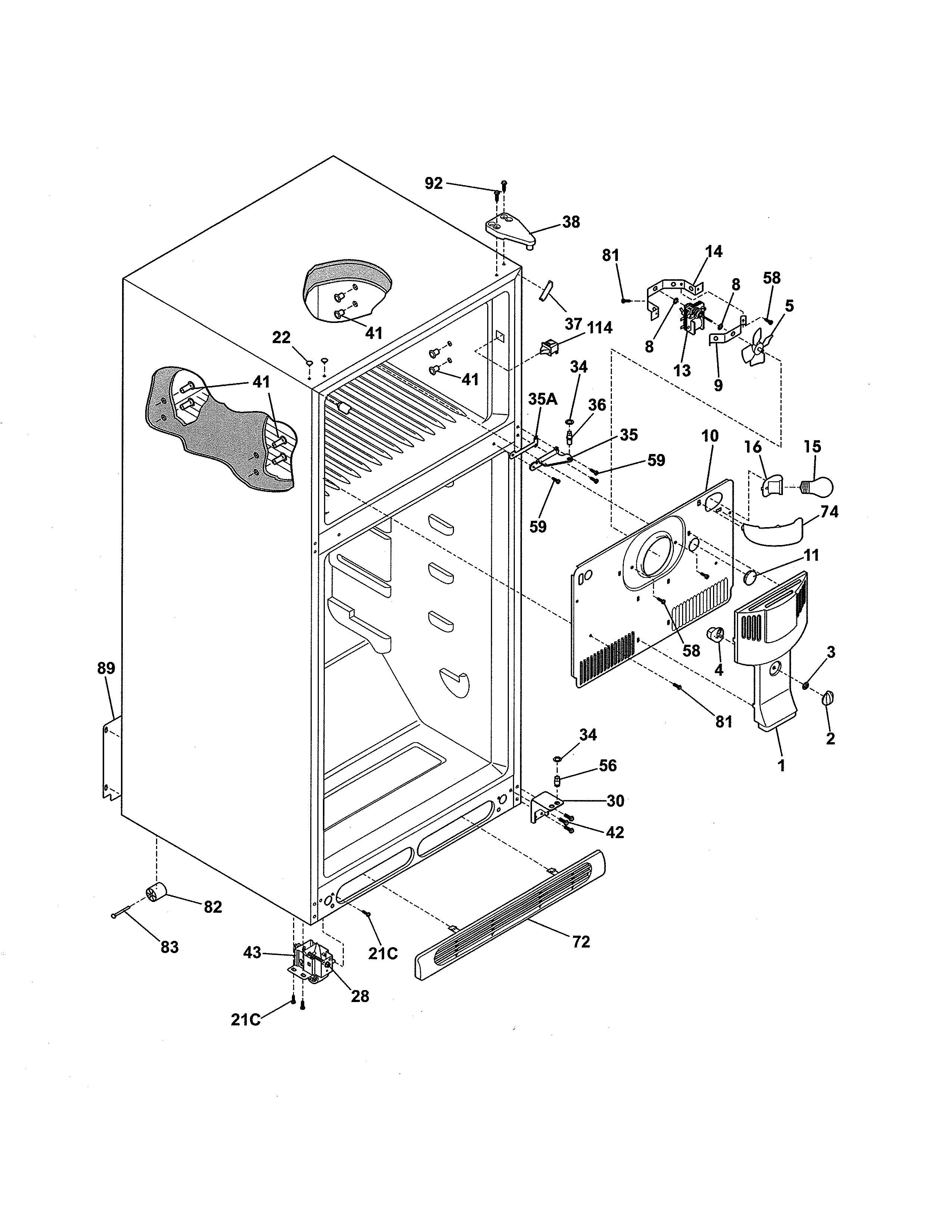 Frigidaire FFHI1817LS7 cabinet diagram
