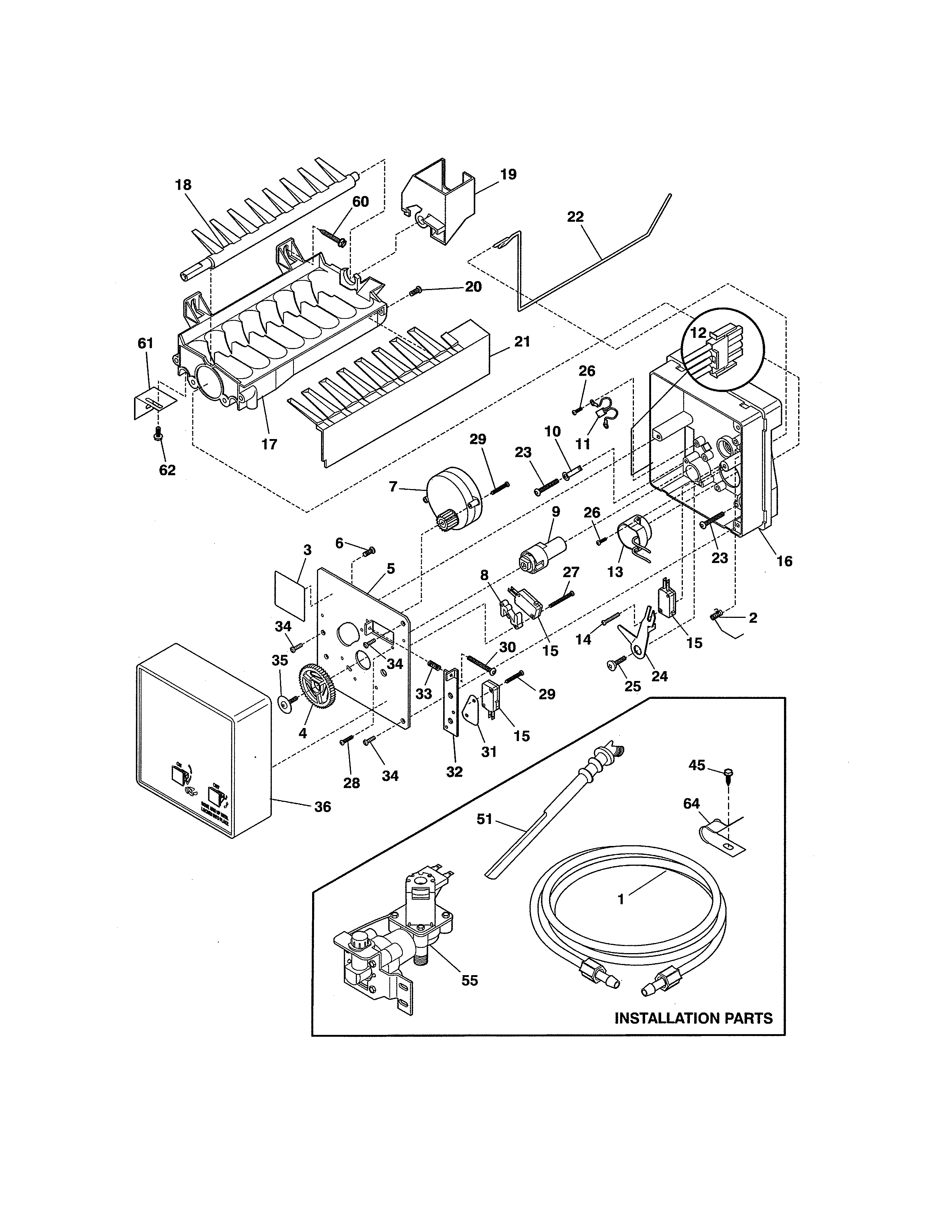 Frigidaire FFHI1817LS7 ice maker diagram