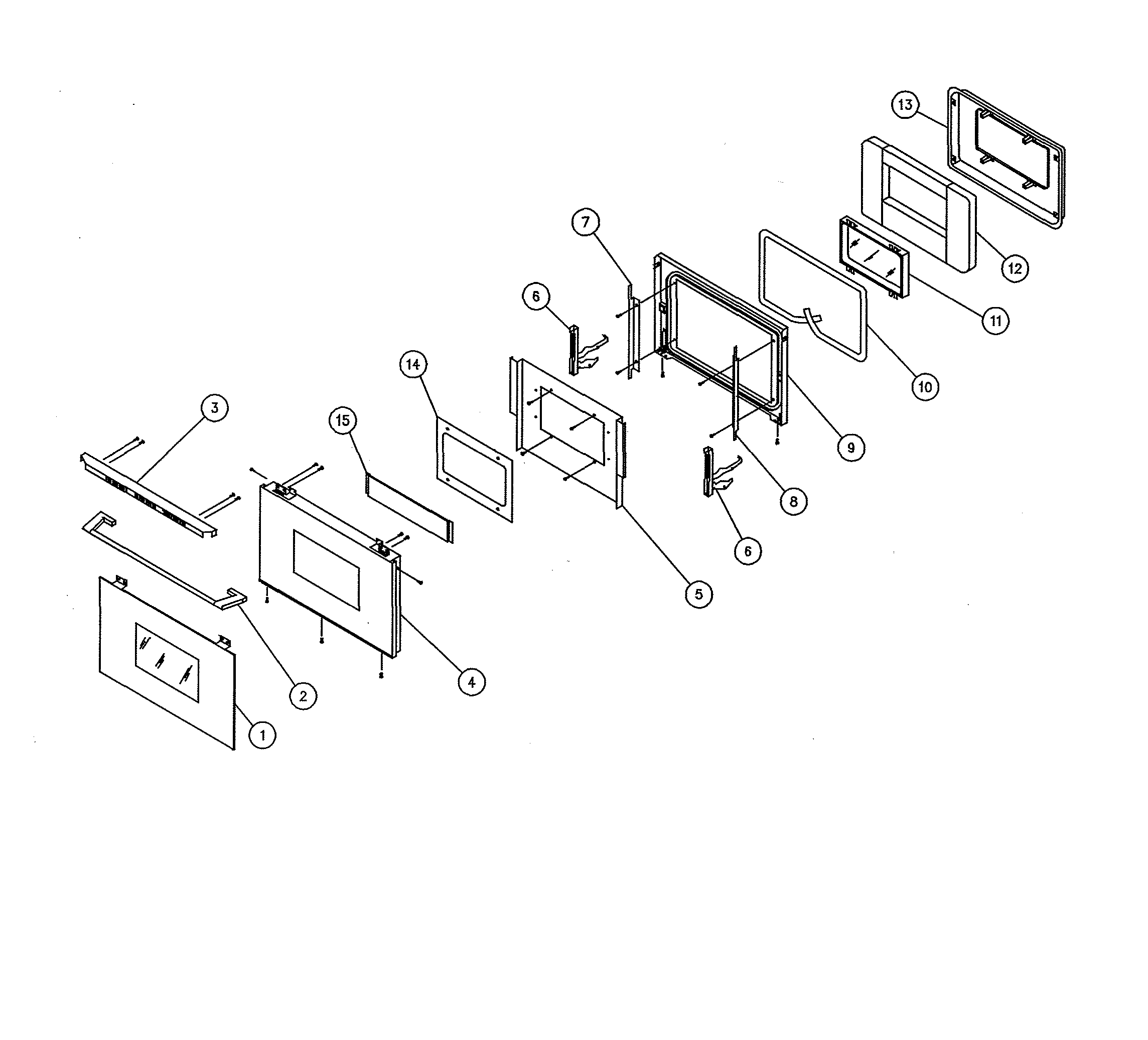 Dacor ECD230SCH208V double oven door assembly diagram