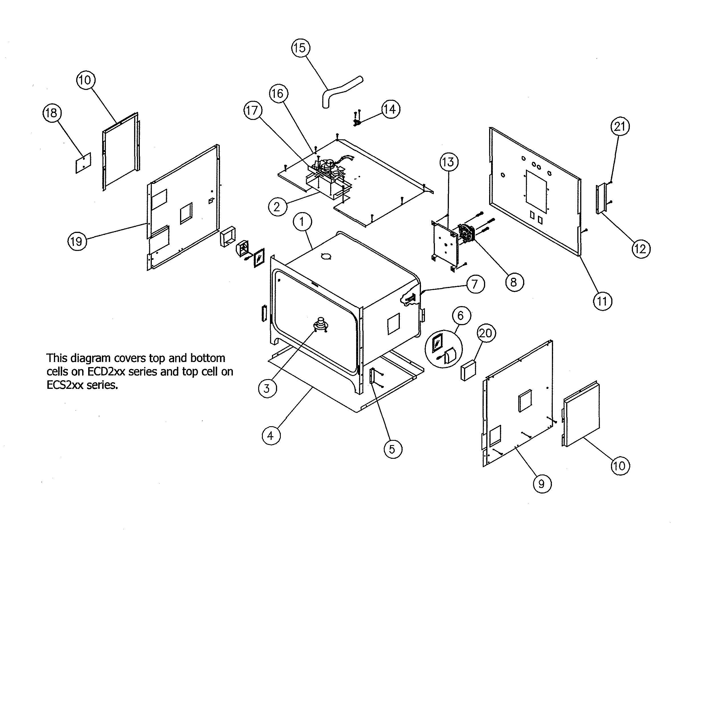 Dacor ECD230SCH208V convection cell assembly diagram