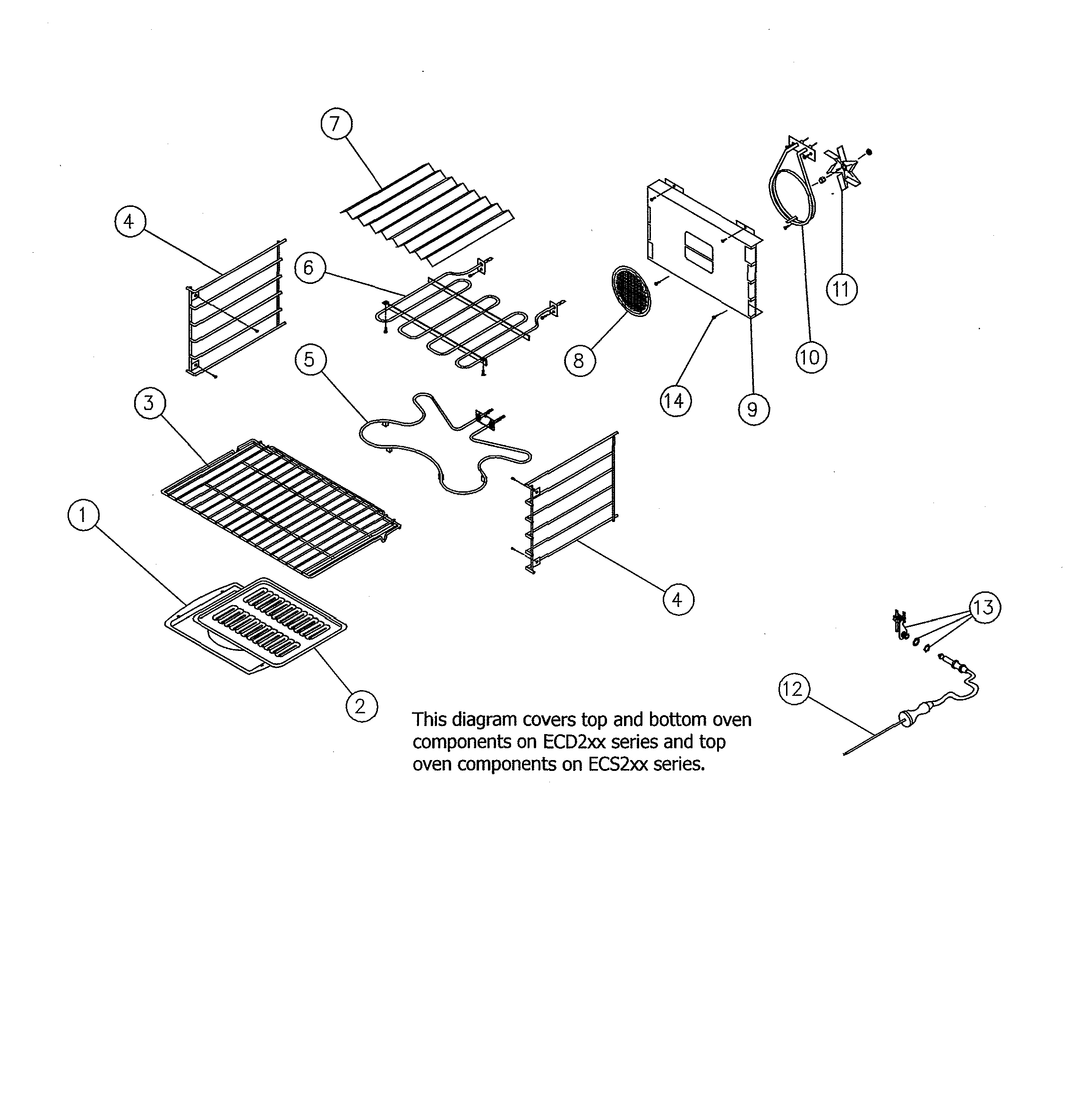 Dacor ECD230SCH208V convection oven components diagram