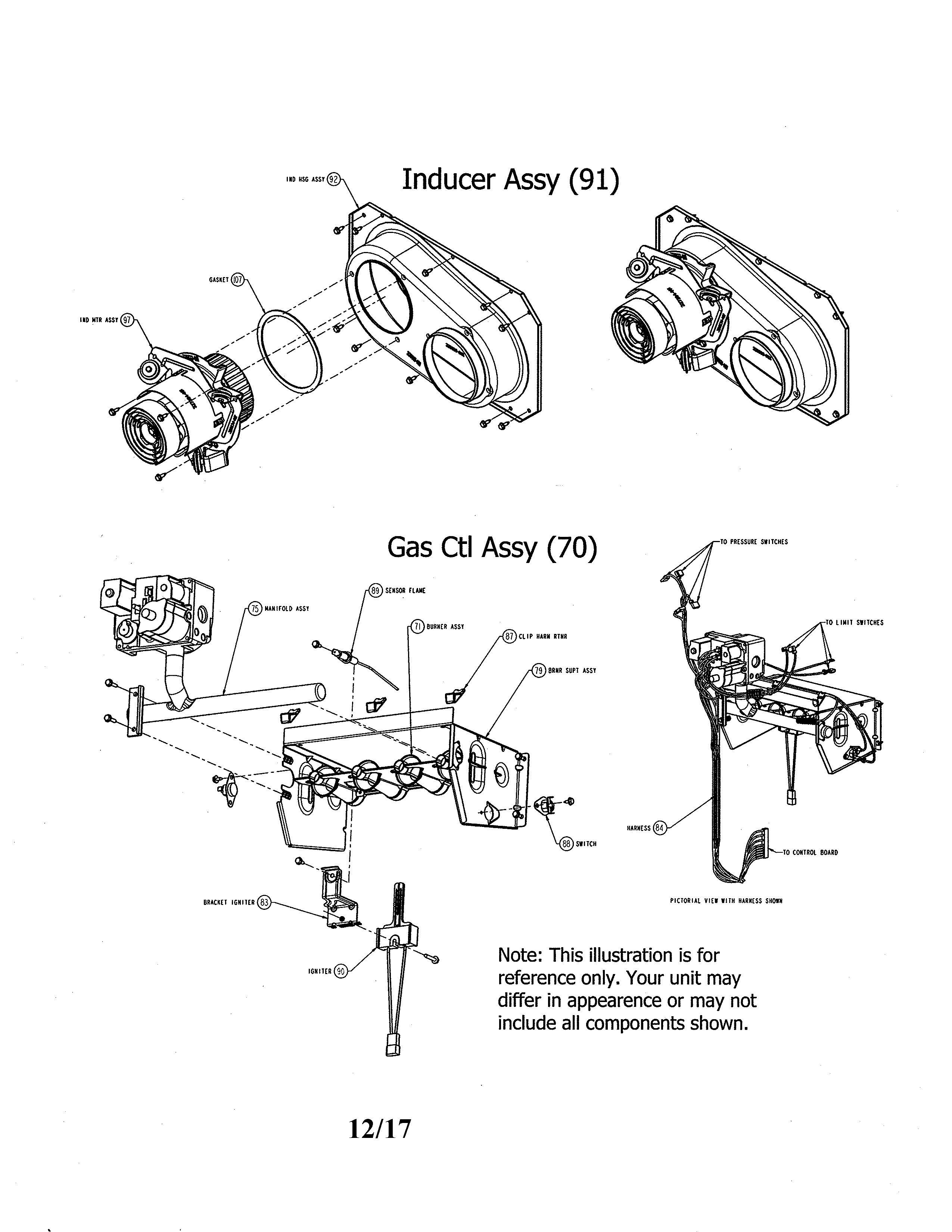 Carrier 58CVX110-12120 inducer/gas control diagram
