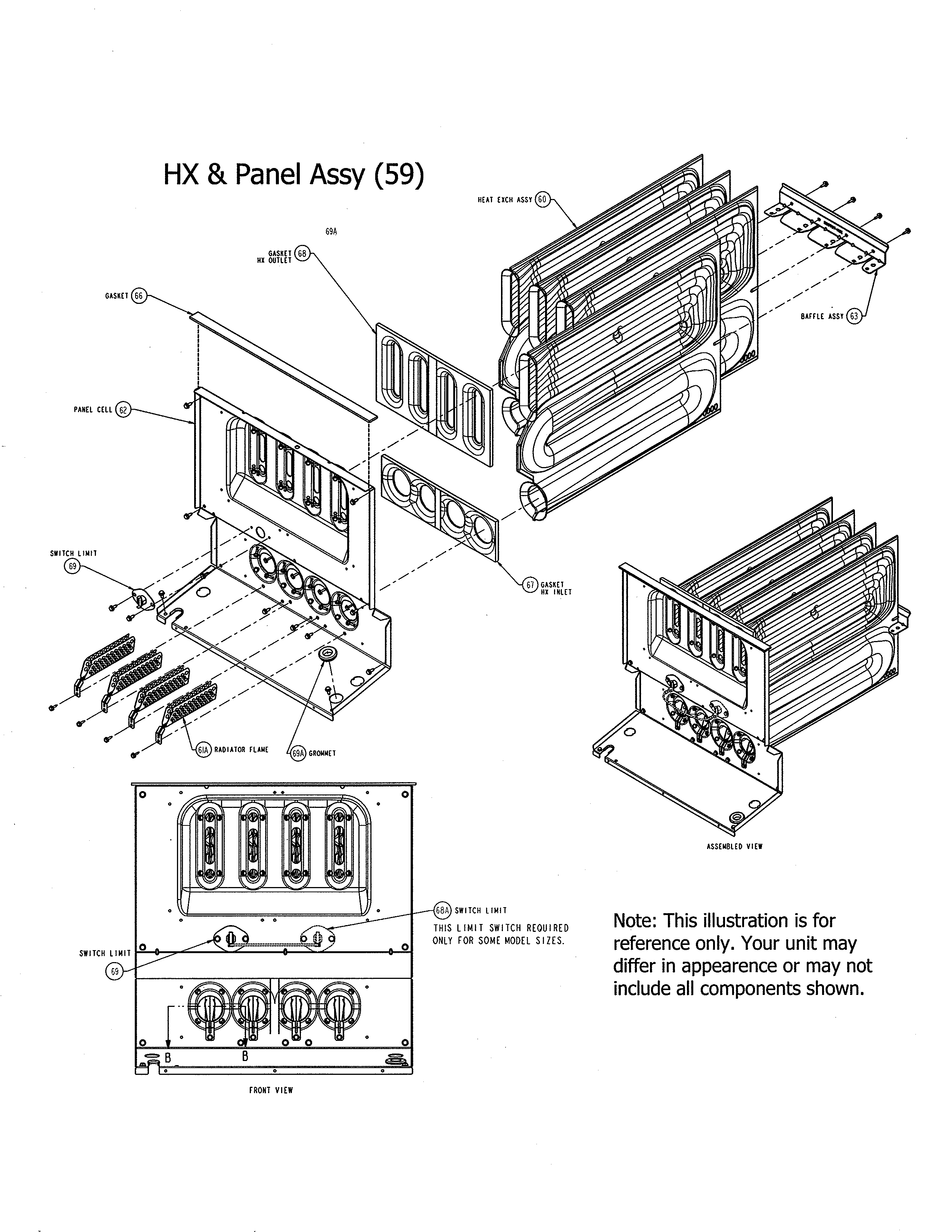 Carrier 58CVX110-14120 hx & panel assembly diagram