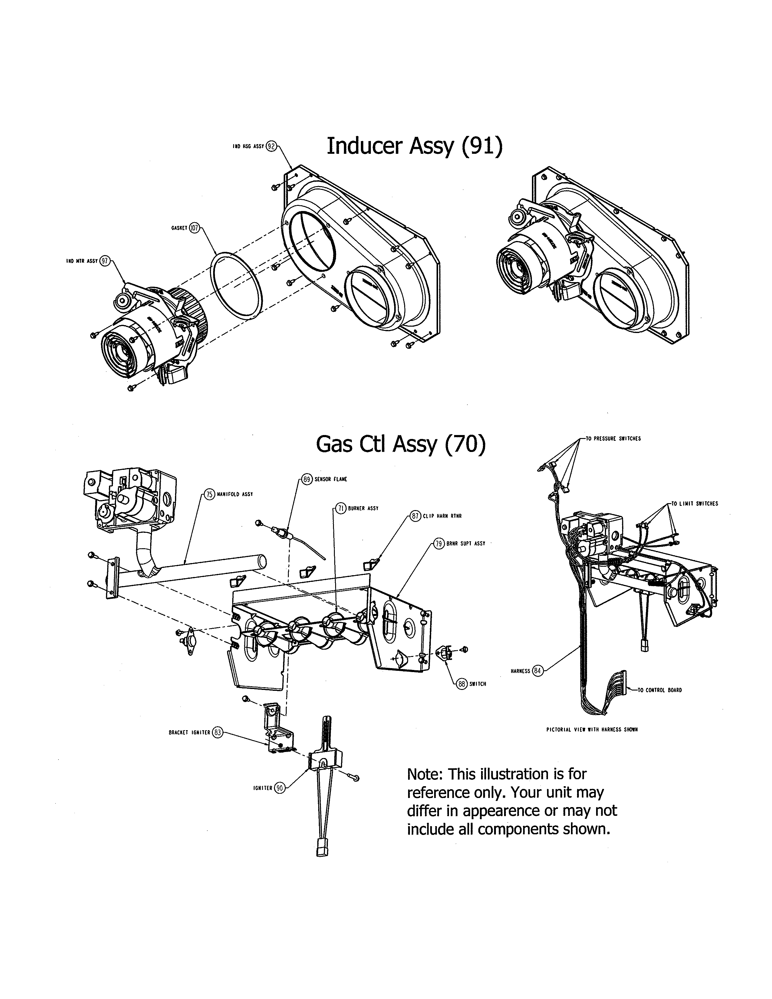 Carrier 58CVX110-10120 inducer/gas control diagram