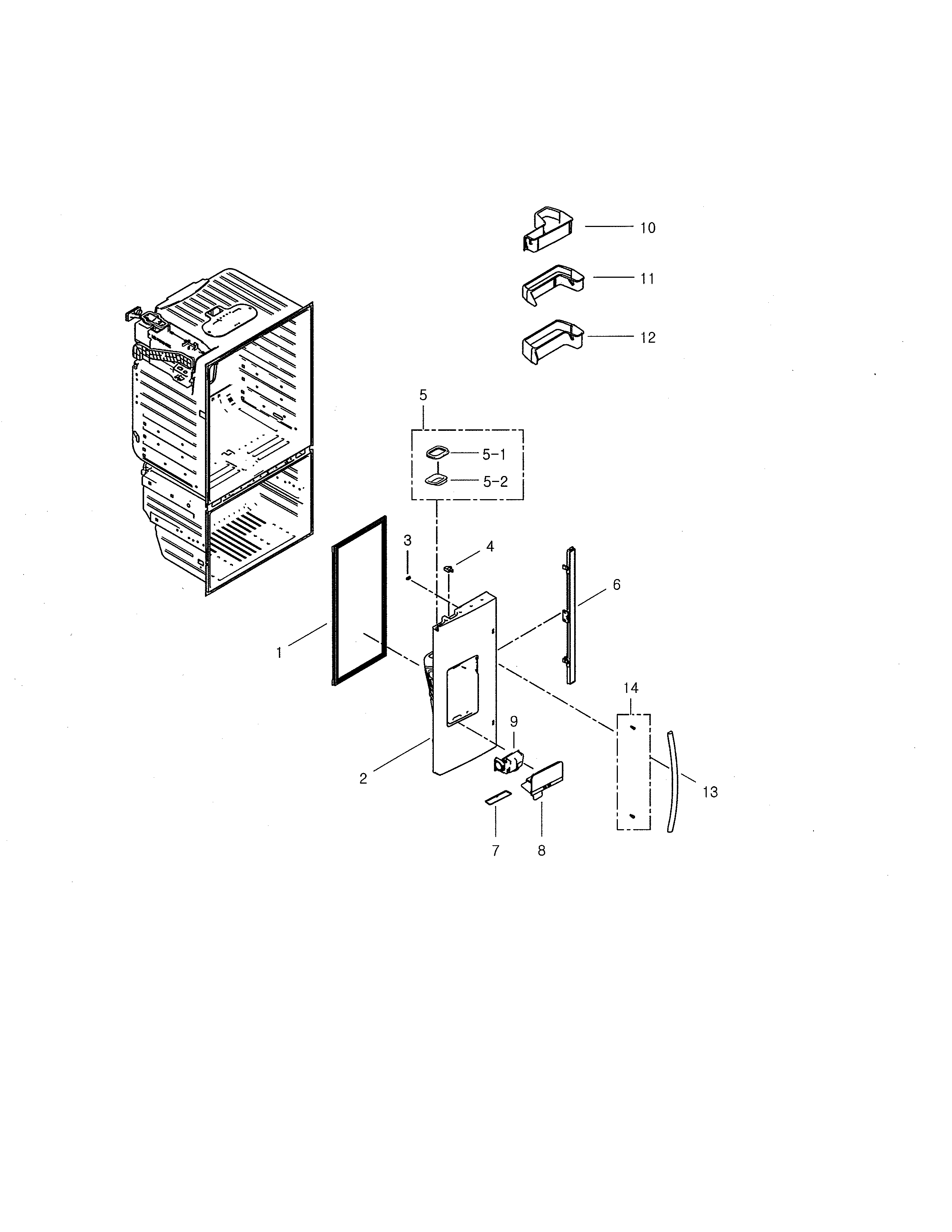 Samsung RFG29THDRS/XAA-00 refrigerator door left diagram