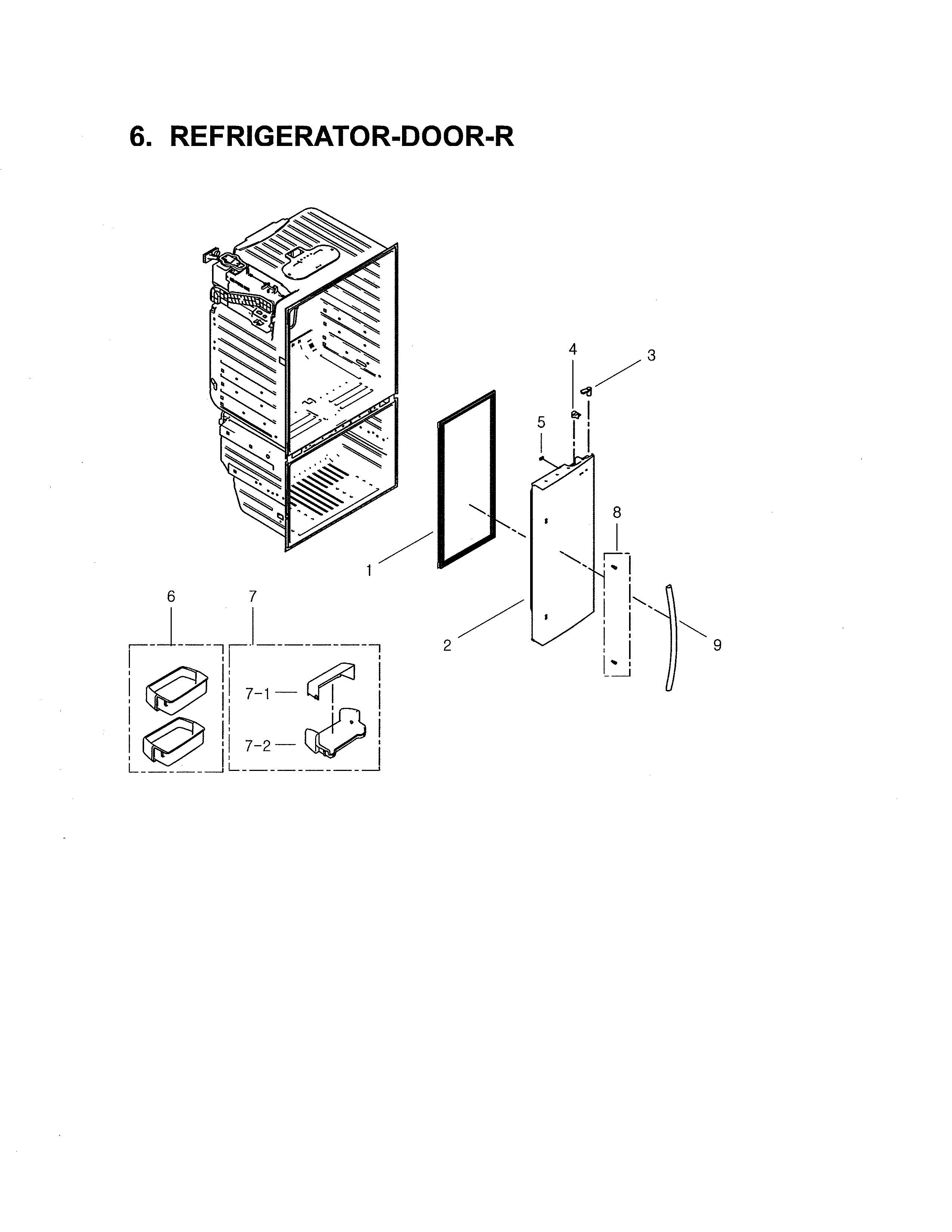 Samsung RFG29THDRS/XAA-00 refrigerator door right diagram
