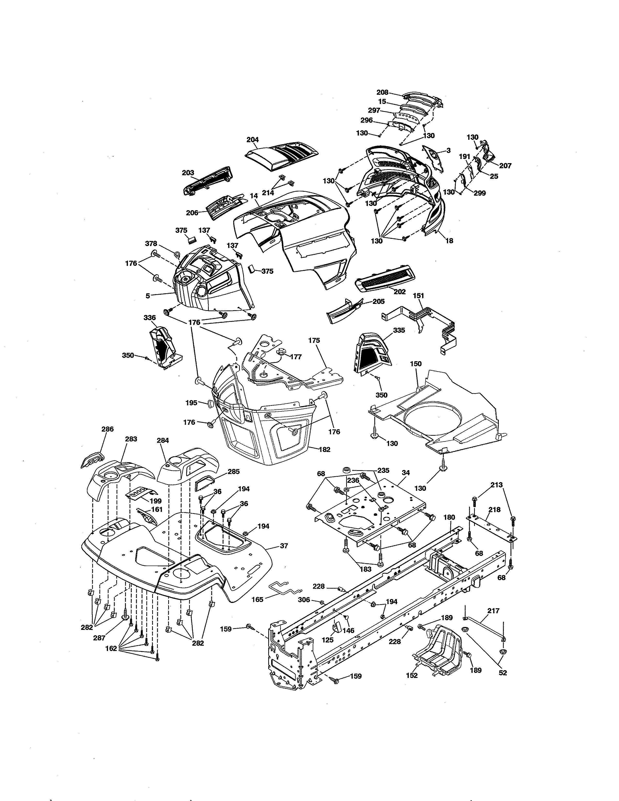 Husqvarna YTH20K42-96043027500 chassis & enclosures diagram