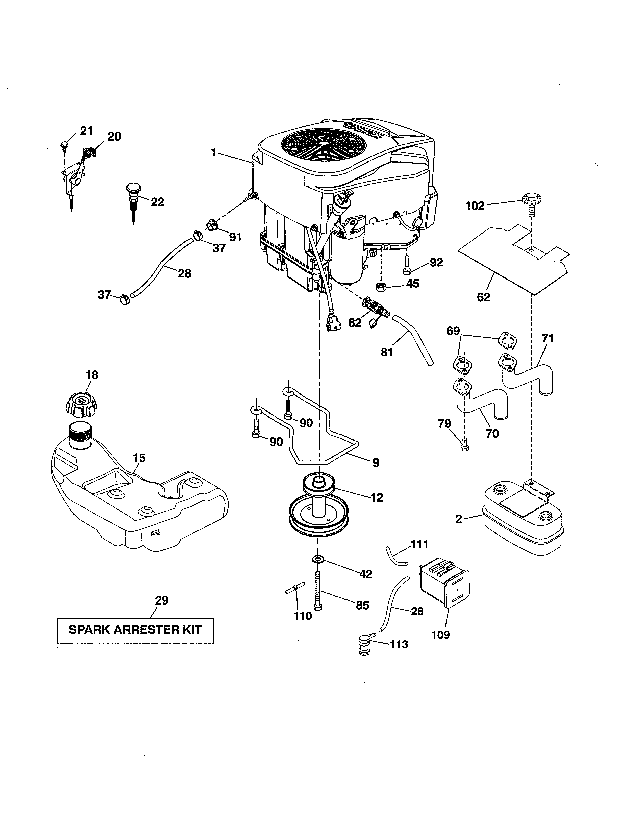 Husqvarna YTH20K42-96043027500 engine diagram