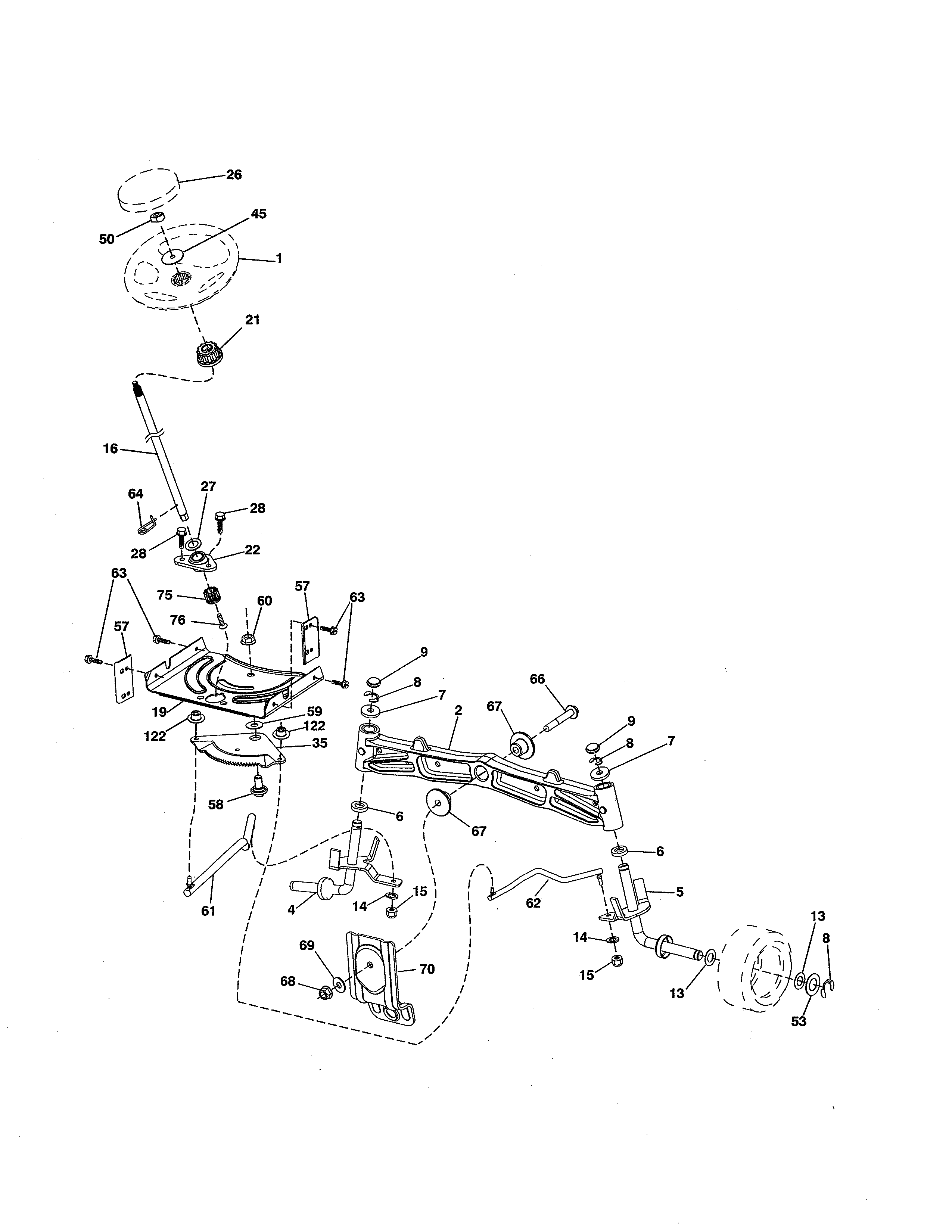 Husqvarna YTH20K42-96043027500 steering assembly diagram