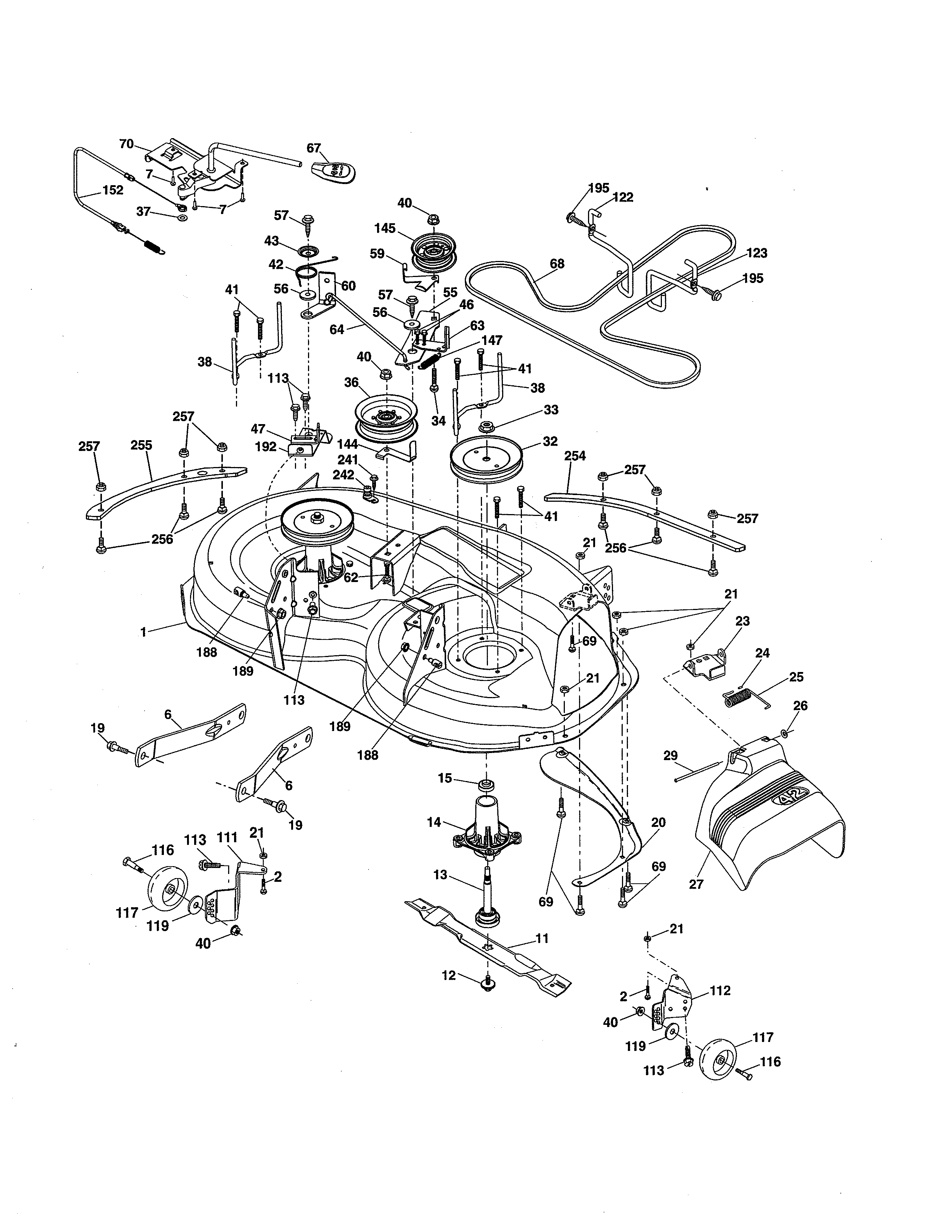 Husqvarna YTH20K42-96043027500 mower deck diagram
