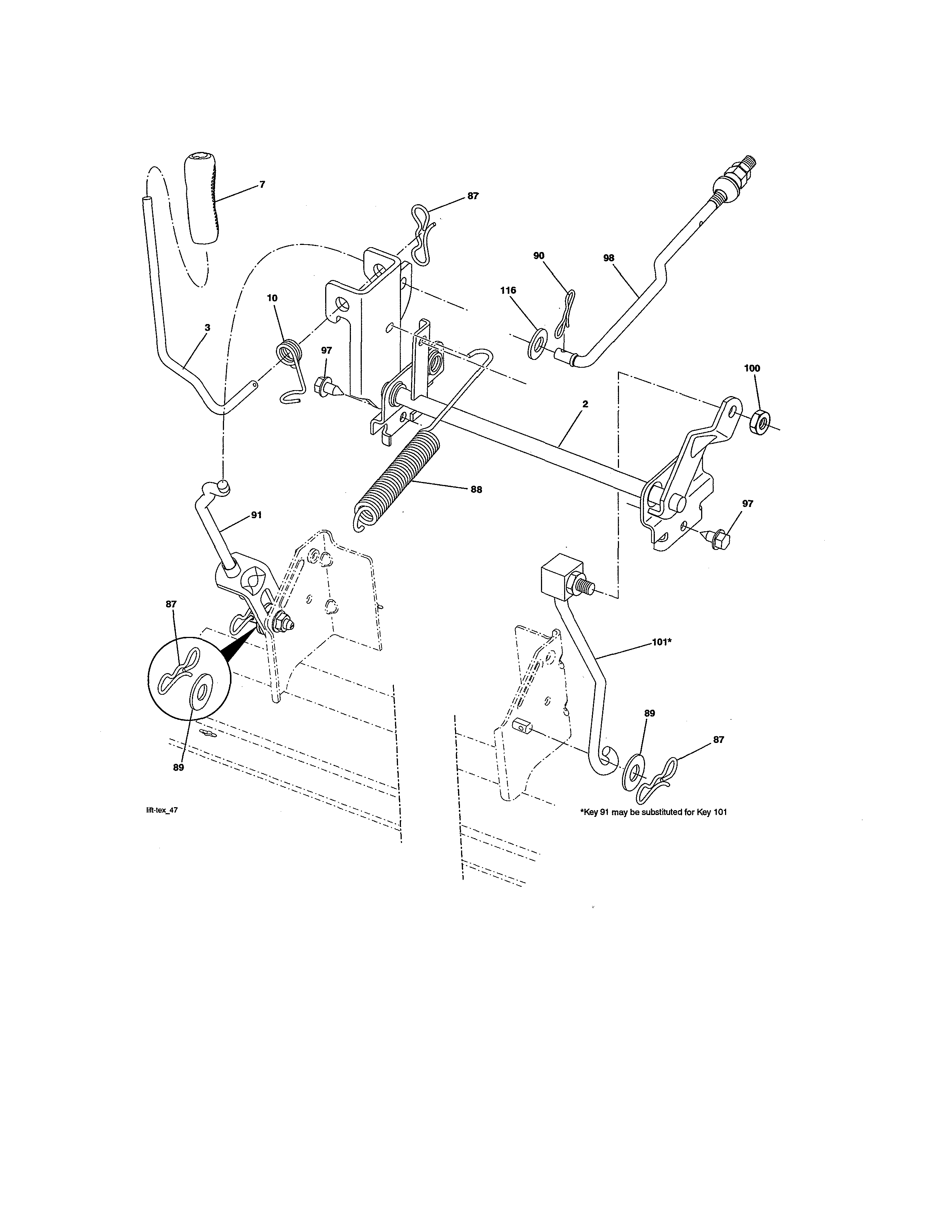 Husqvarna 917223810 mower lift diagram