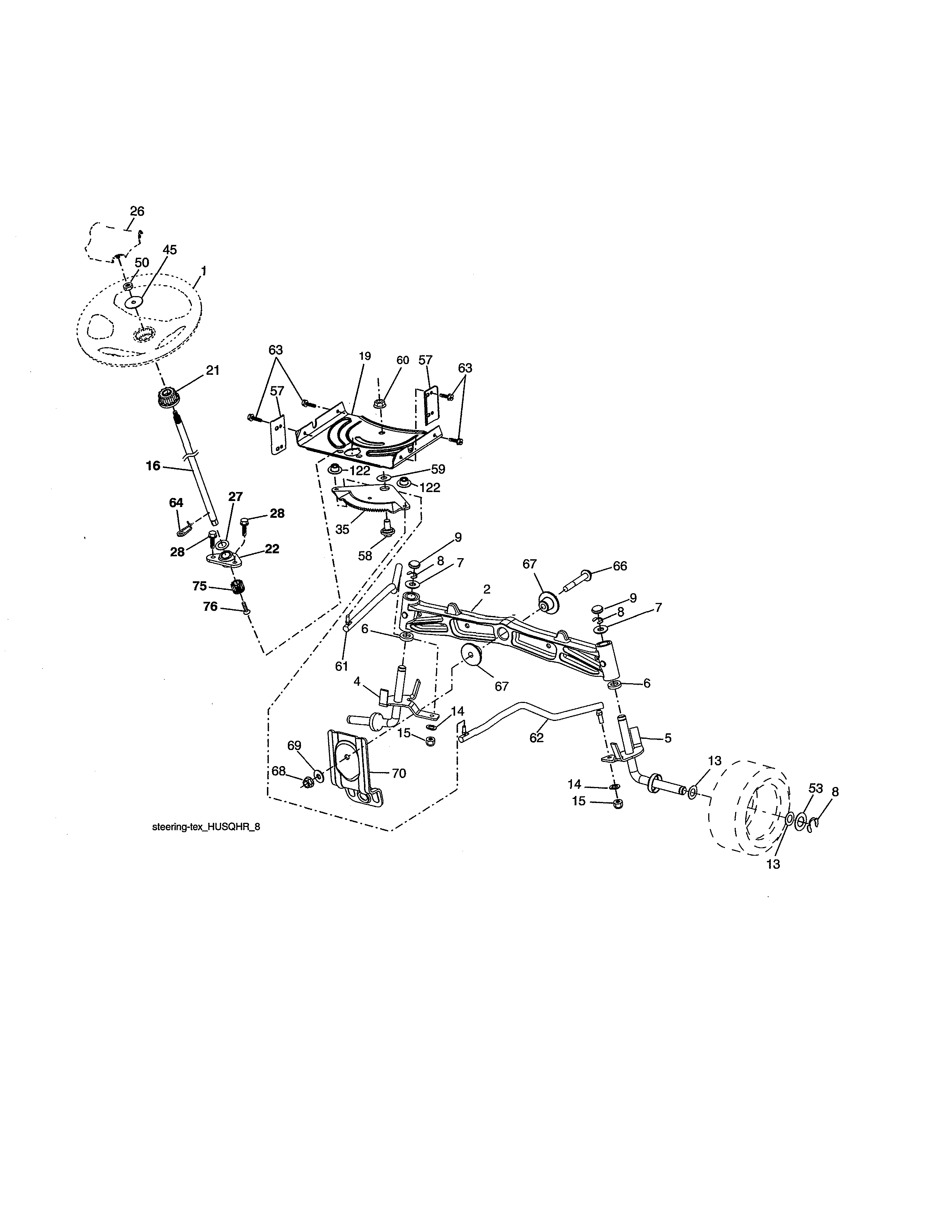 Husqvarna YTH2246-917223905 steering assembly diagram