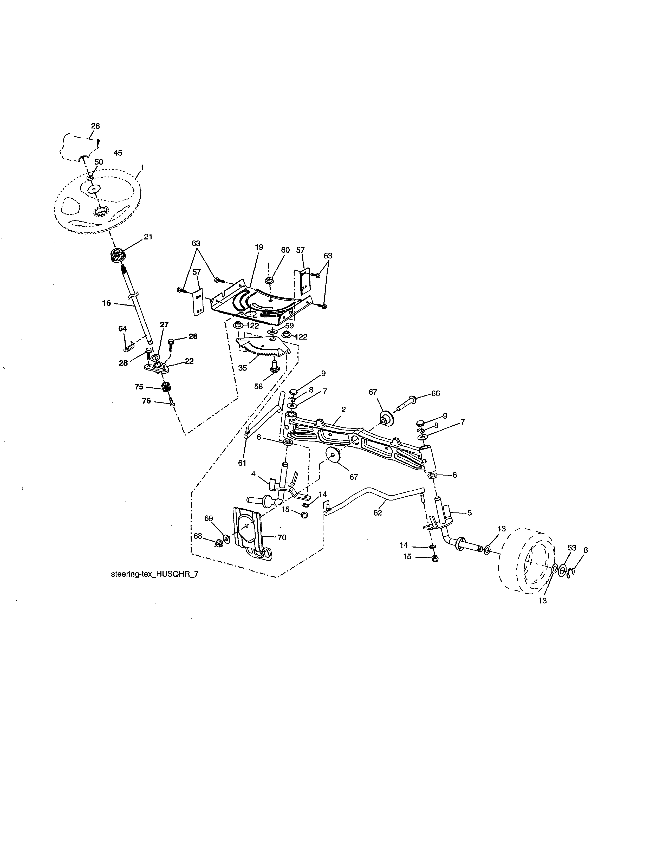 Husqvarna YTH1846-917223830 steering assembly diagram