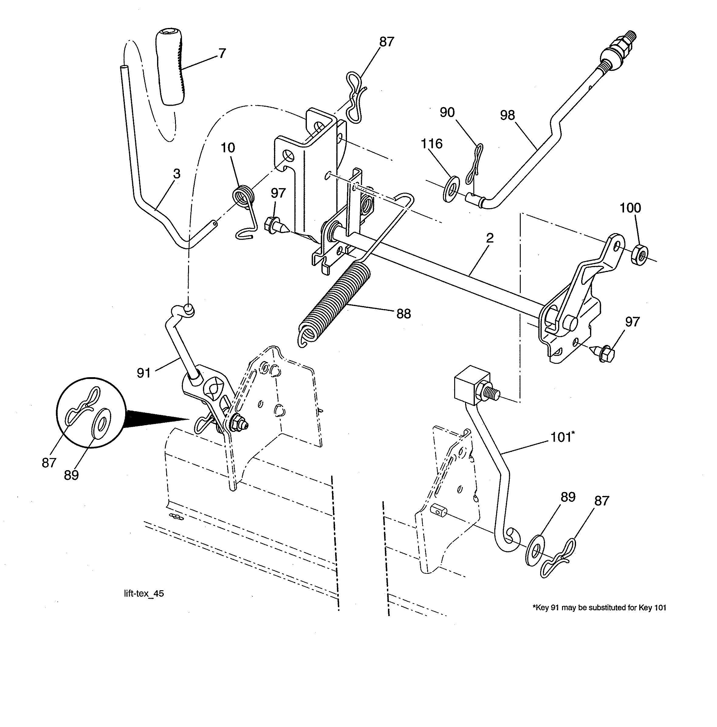 Husqvarna 96043027400 mower lift diagram