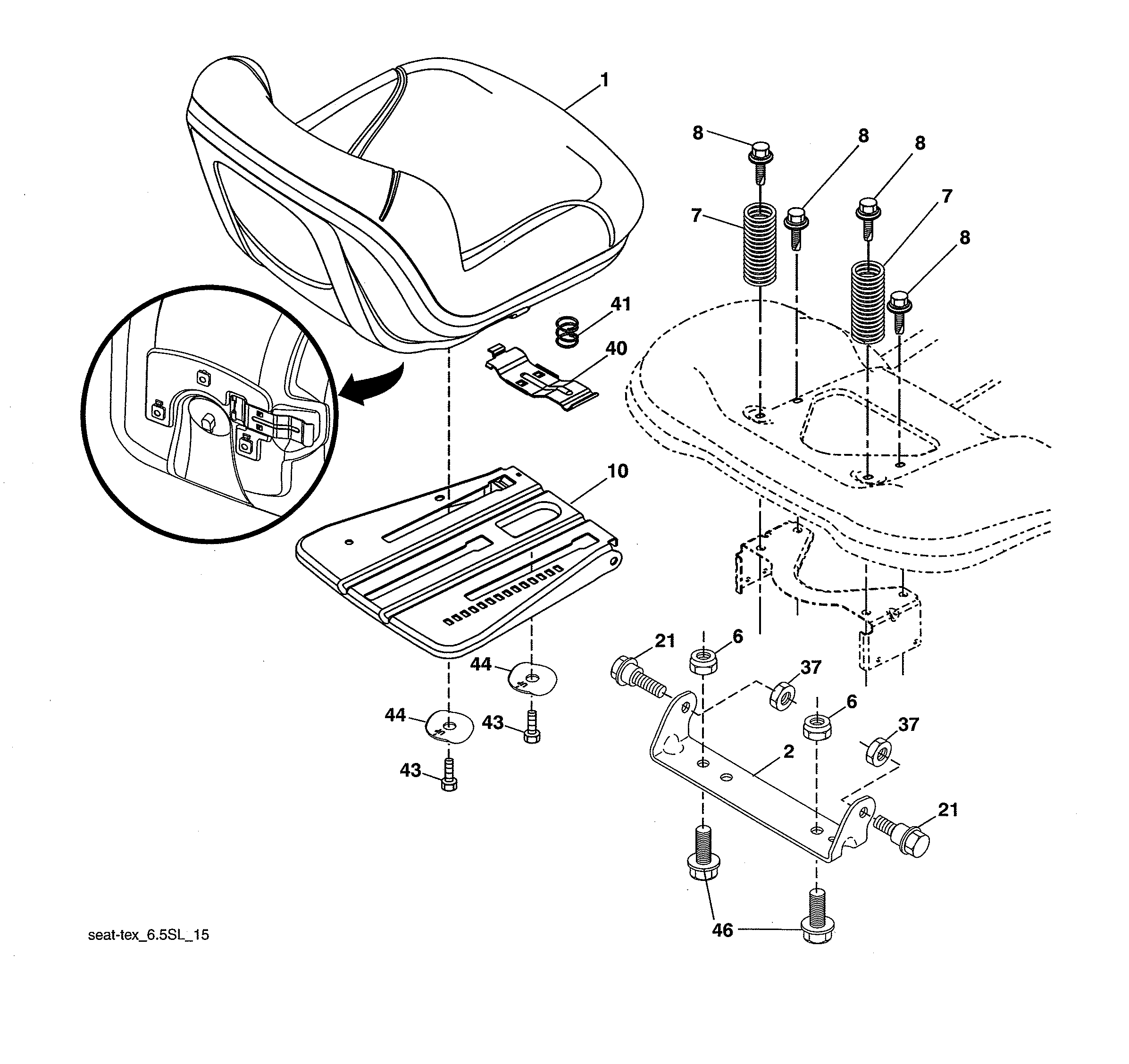Husqvarna 96043027400 seat assembly diagram