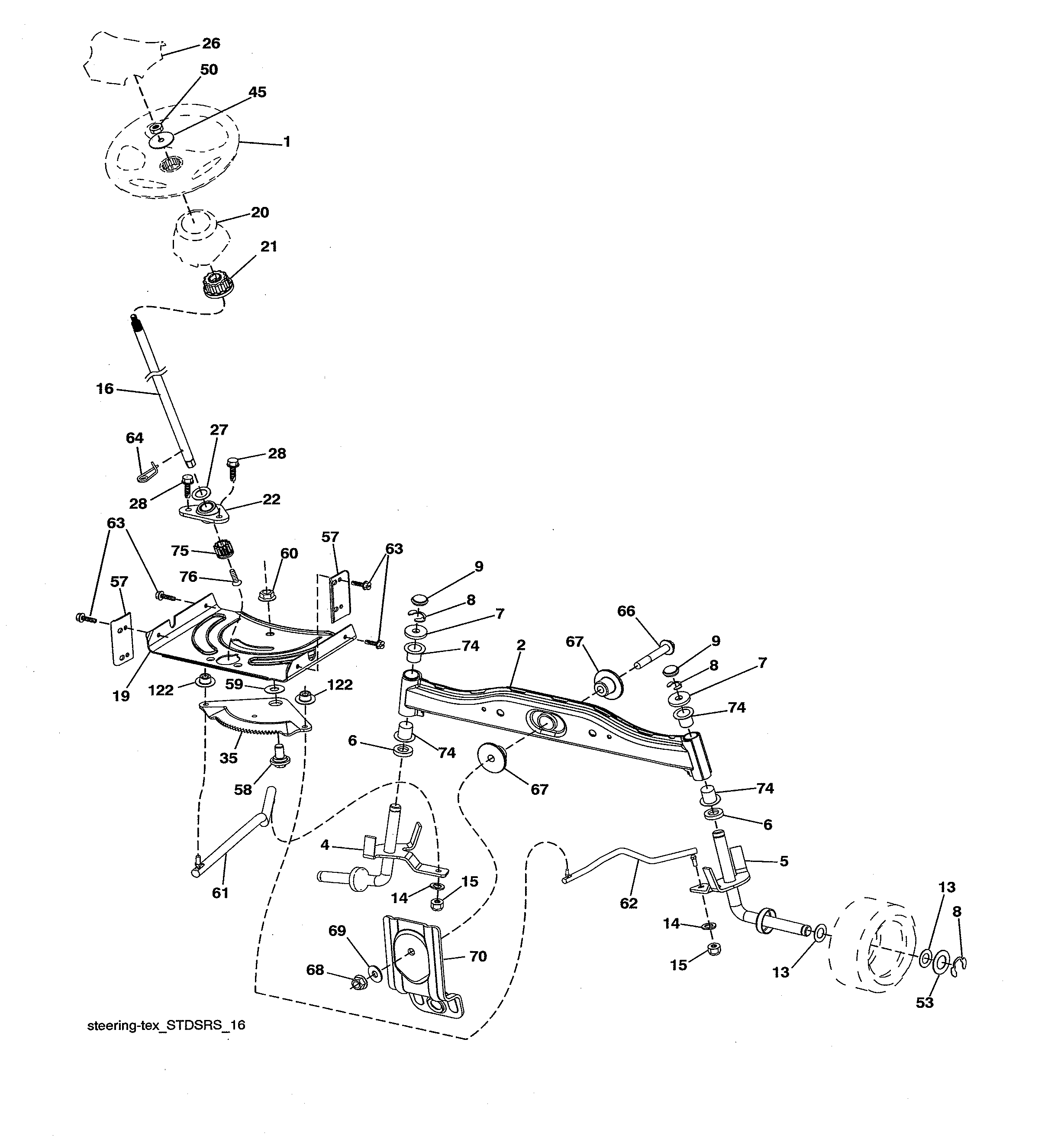 Poulan 917223980 steering assembly diagram