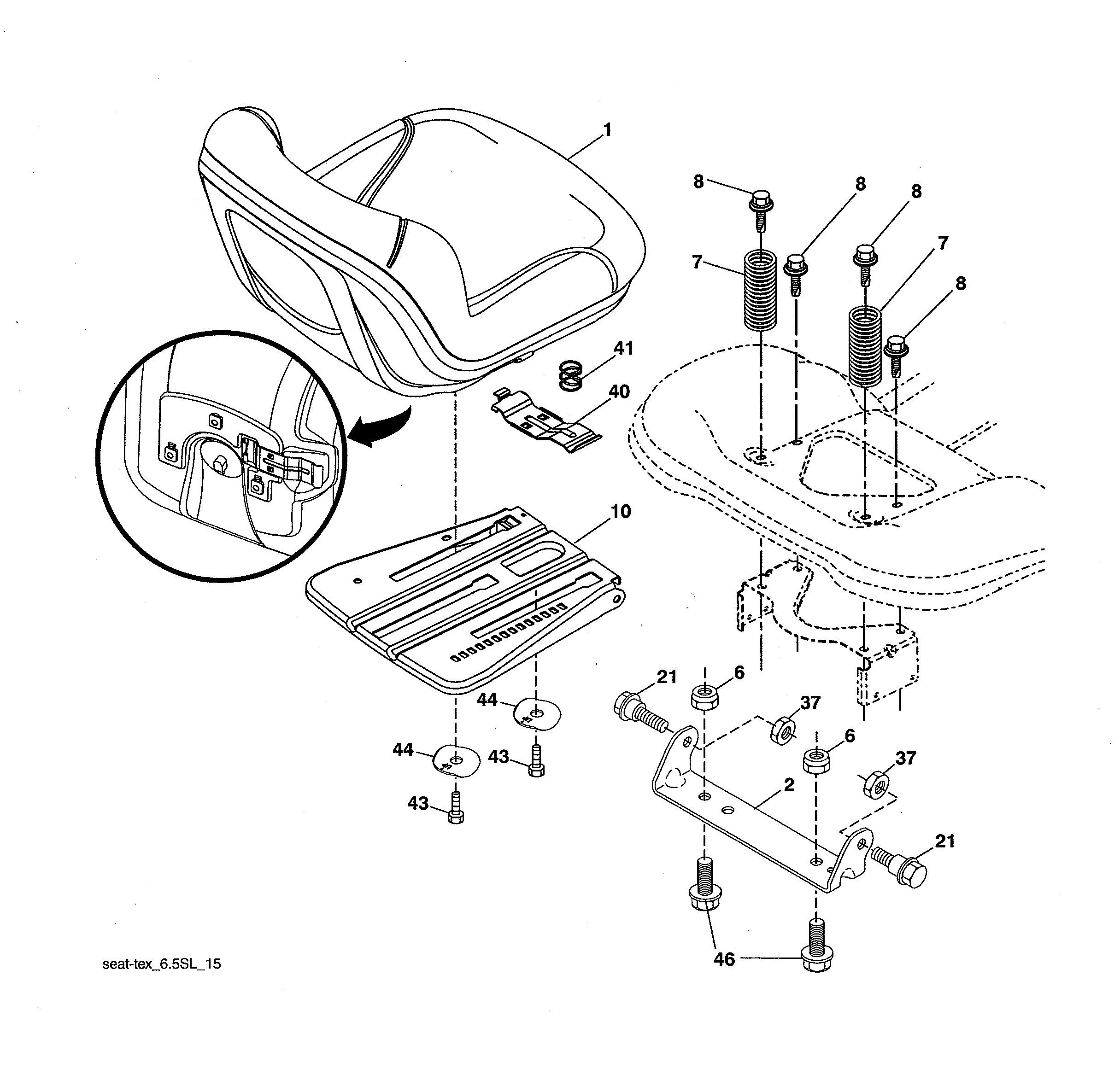 Poulan 917223980 seat assembly diagram