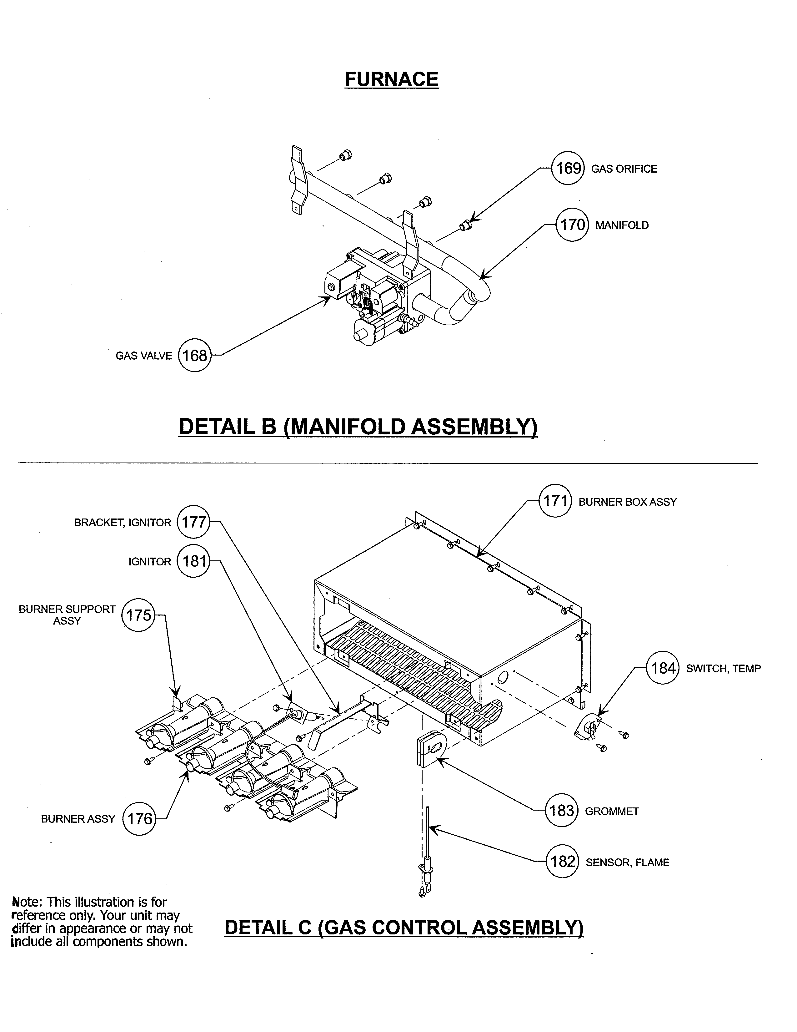 Carrier 58MVC080-F-10114 manifold & gas control assembly diagram