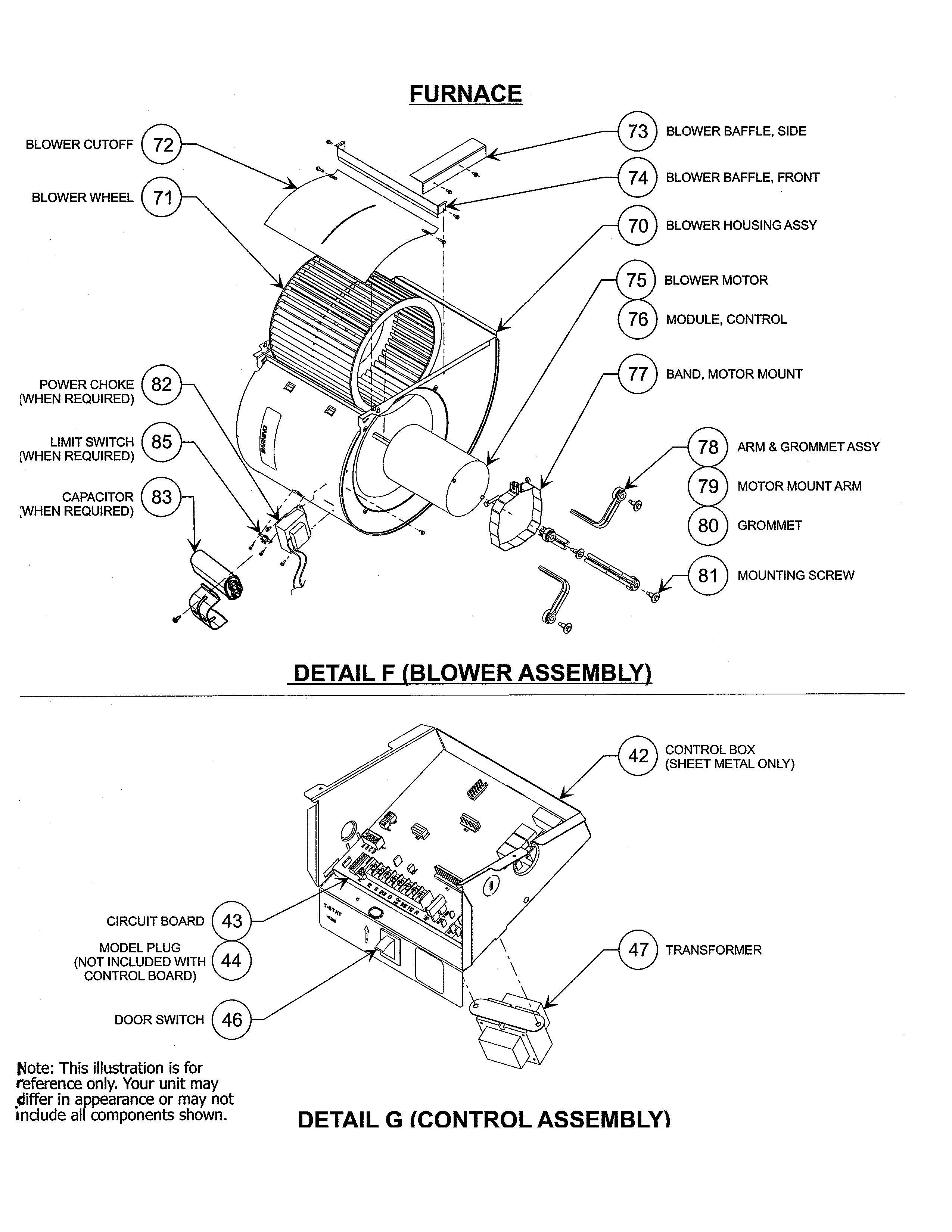 Carrier 58MVC080-F-10114 blower & control assembly diagram